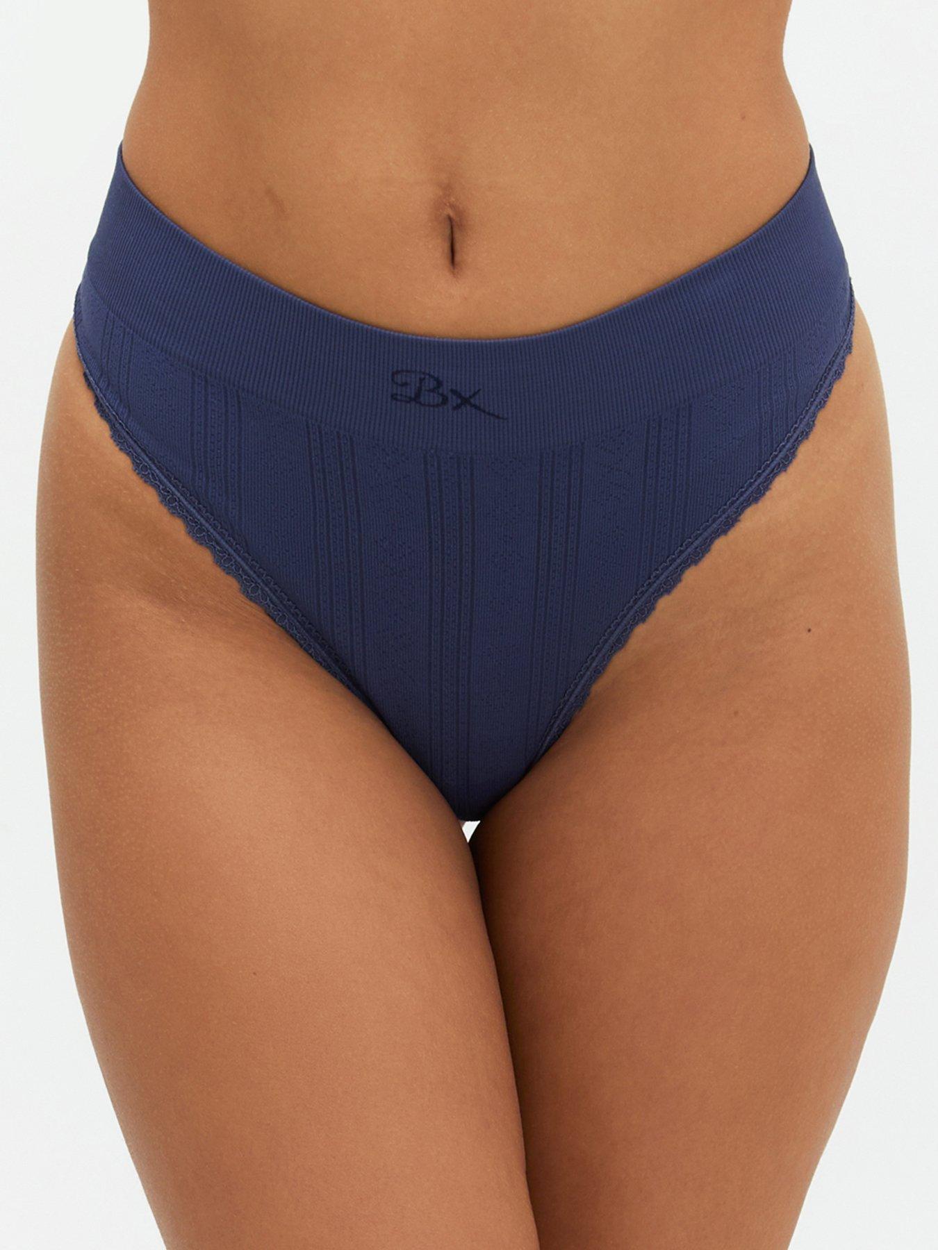Boux Avenue Pointelle Seamfree Thong - Navy