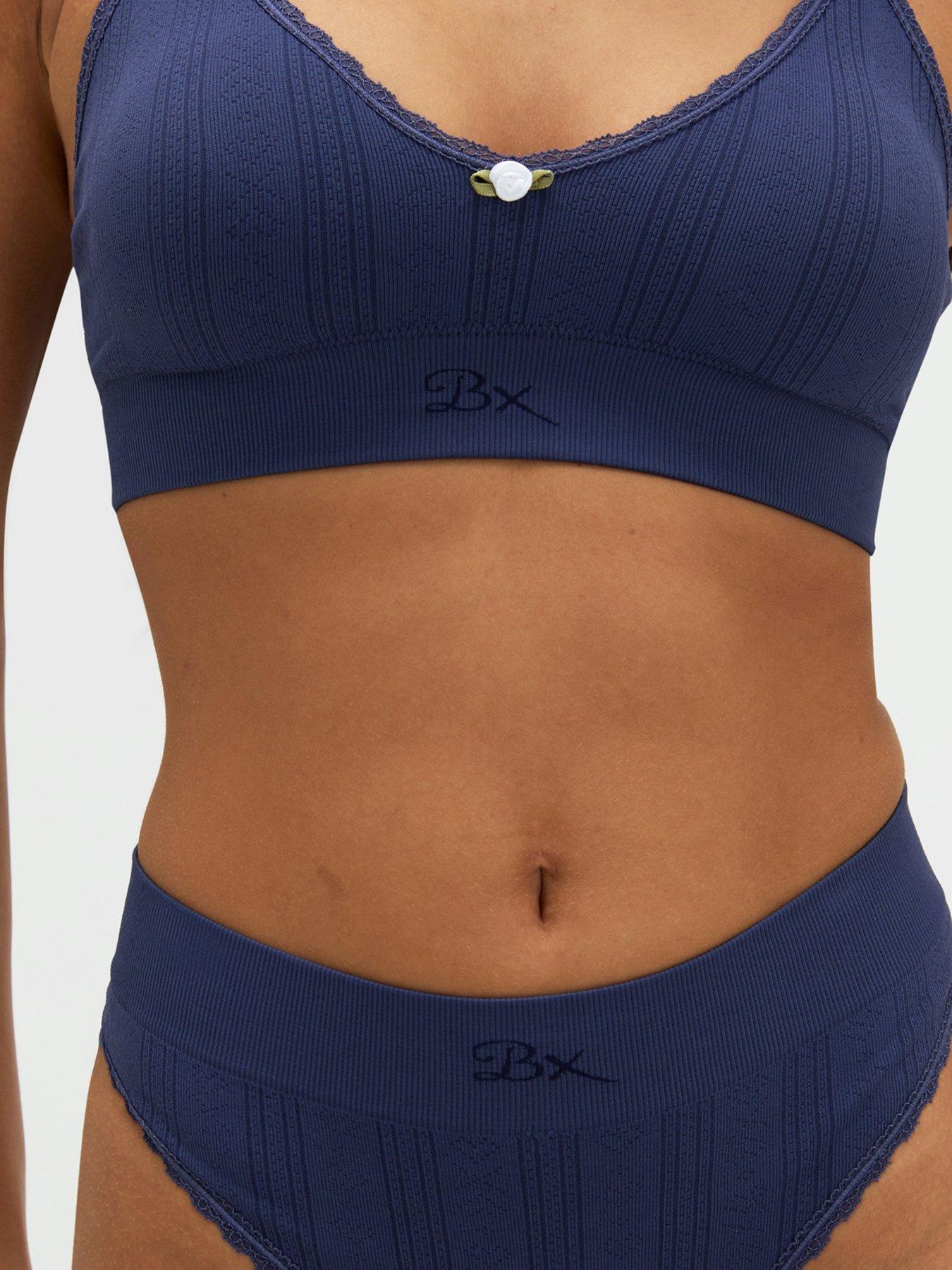 Image 5 of 5 of Boux Avenue Pointelle Seamless Thong - Navy