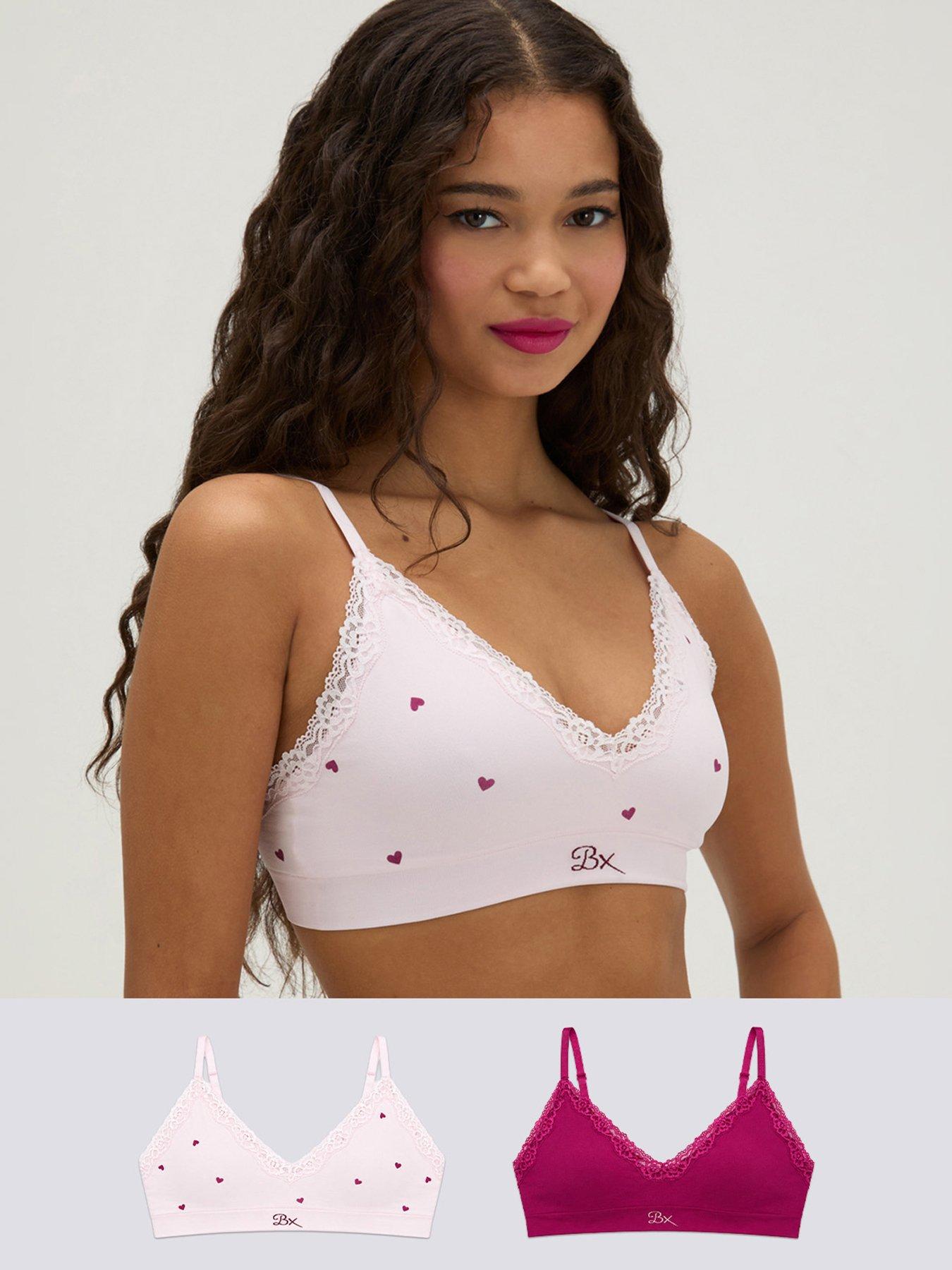 Boux Avenue 2 Pack Lace Plunge Seamless Bralettes - Berry Mix