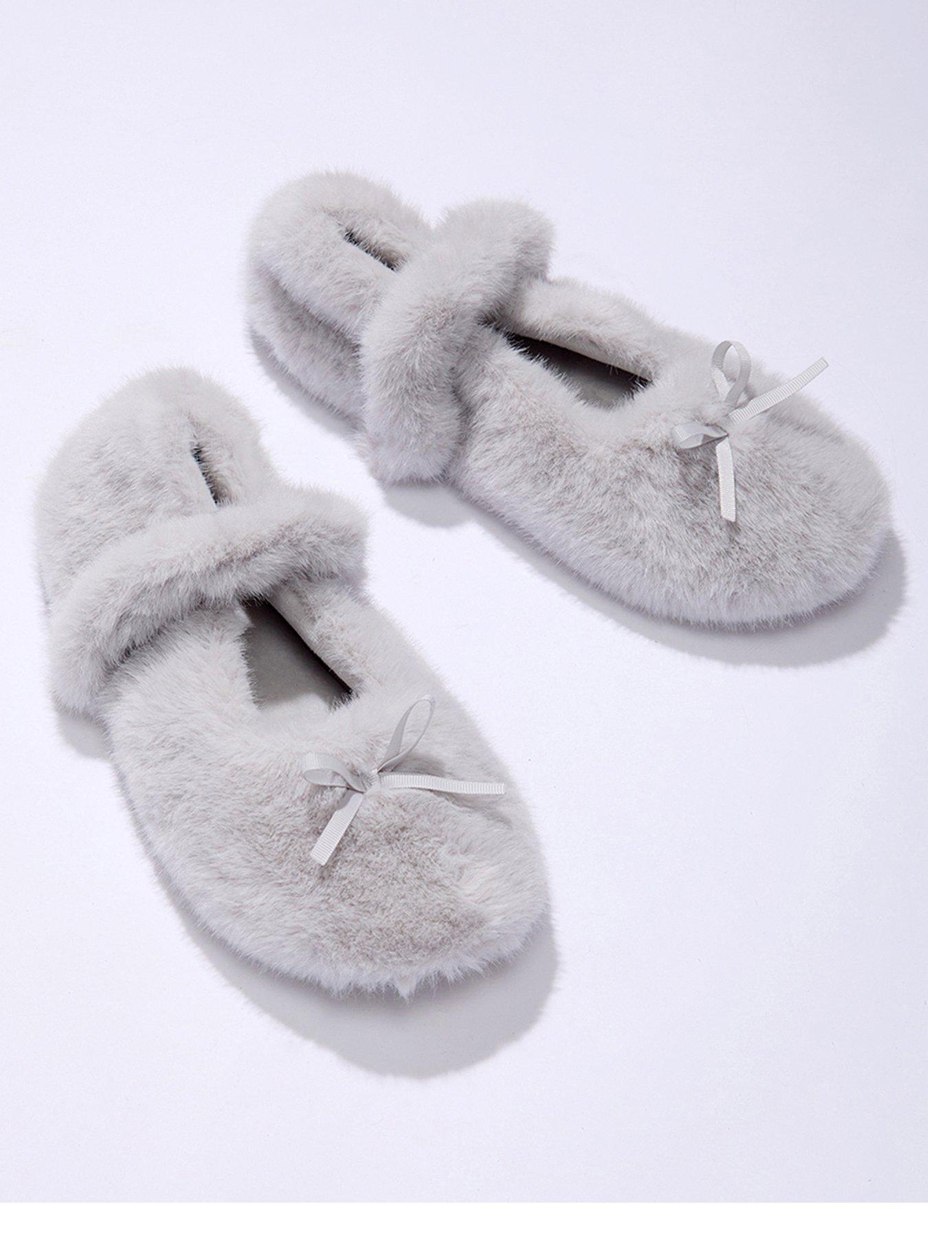 Boux Avenue Boux Avenue Plush Ballet Pump Slippers - Grey