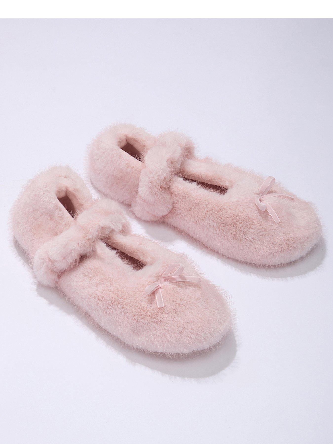 Boux Avenue Boux Avenue Plush Ballet Pump Slippers - Powder Pink