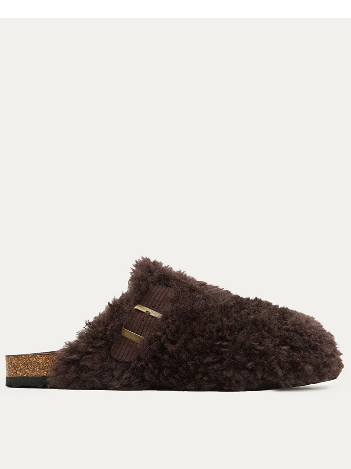 Boux Avenue Boux Avenue Fluffy Borg Clog Mule Slippers - Stone