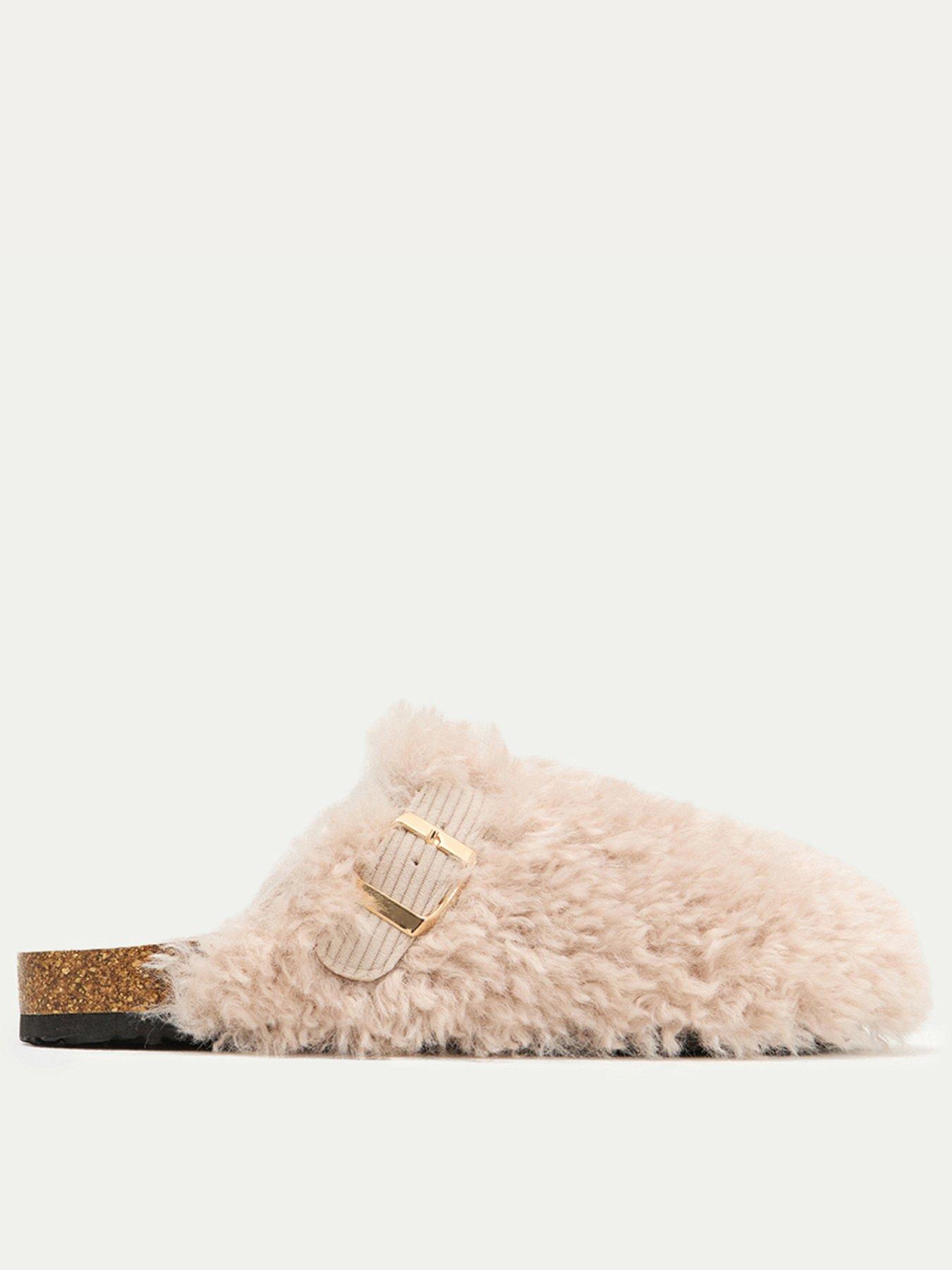 Boux Avenue Fluffy Borg Clog Mule Slippers - Chocolate