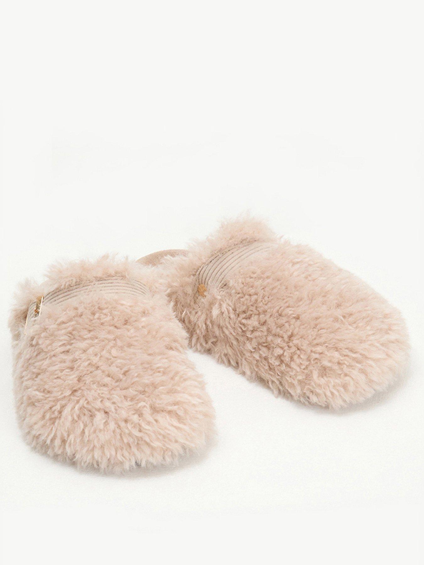 Image 2 of 5 of Boux Avenue Fluffy Borg Clog Mule Slippers - Chocolate