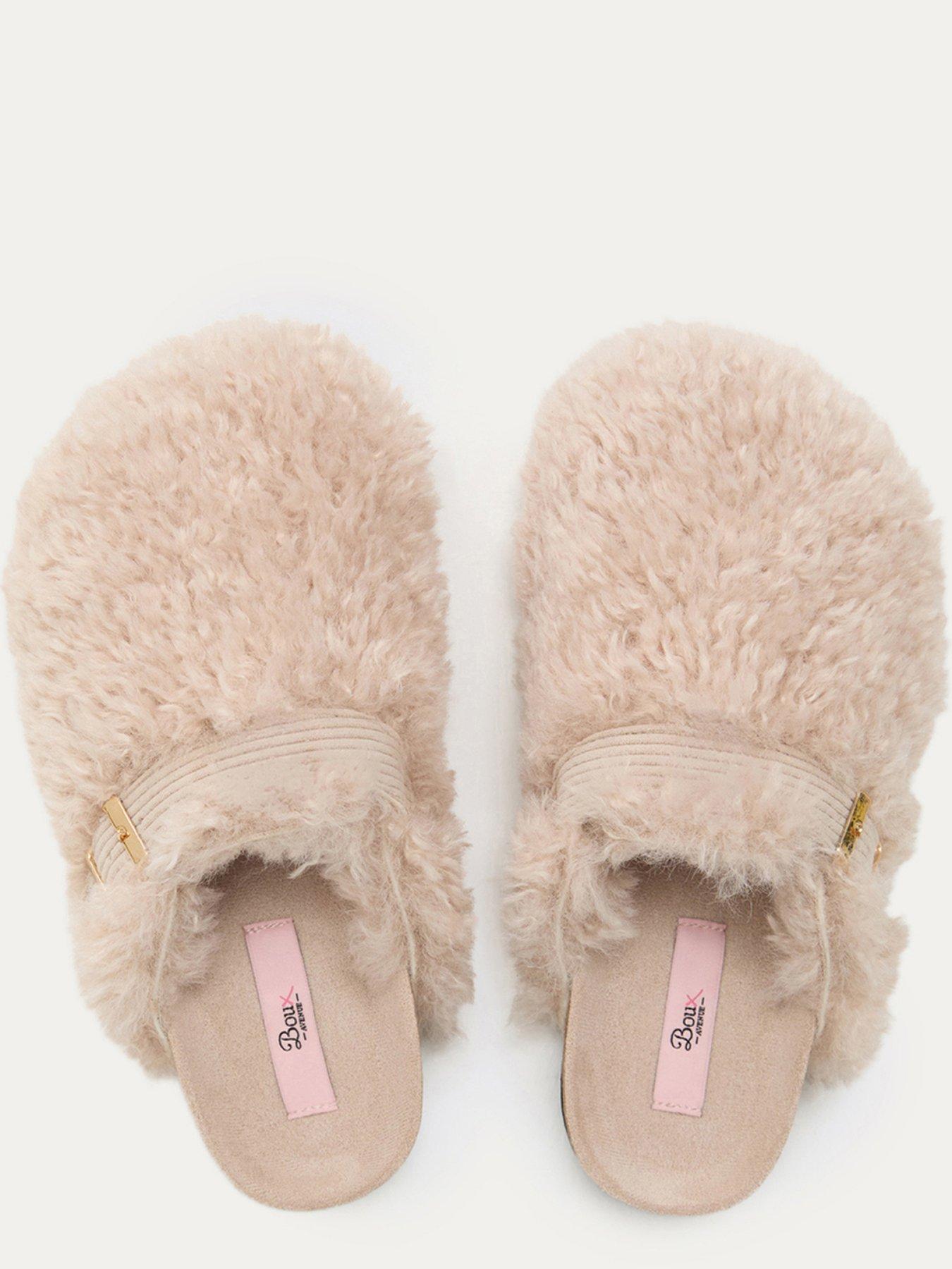 Image 4 of 5 of Boux Avenue Fluffy Borg Clog Mule Slippers - Chocolate
