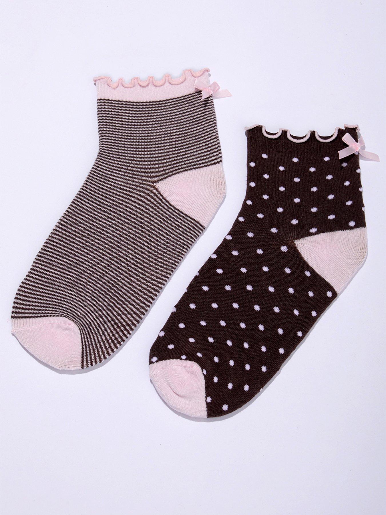 Boux Avenue Boux Avenue Stripe  &  Spot Midi 2pk Socks - Pink Mix