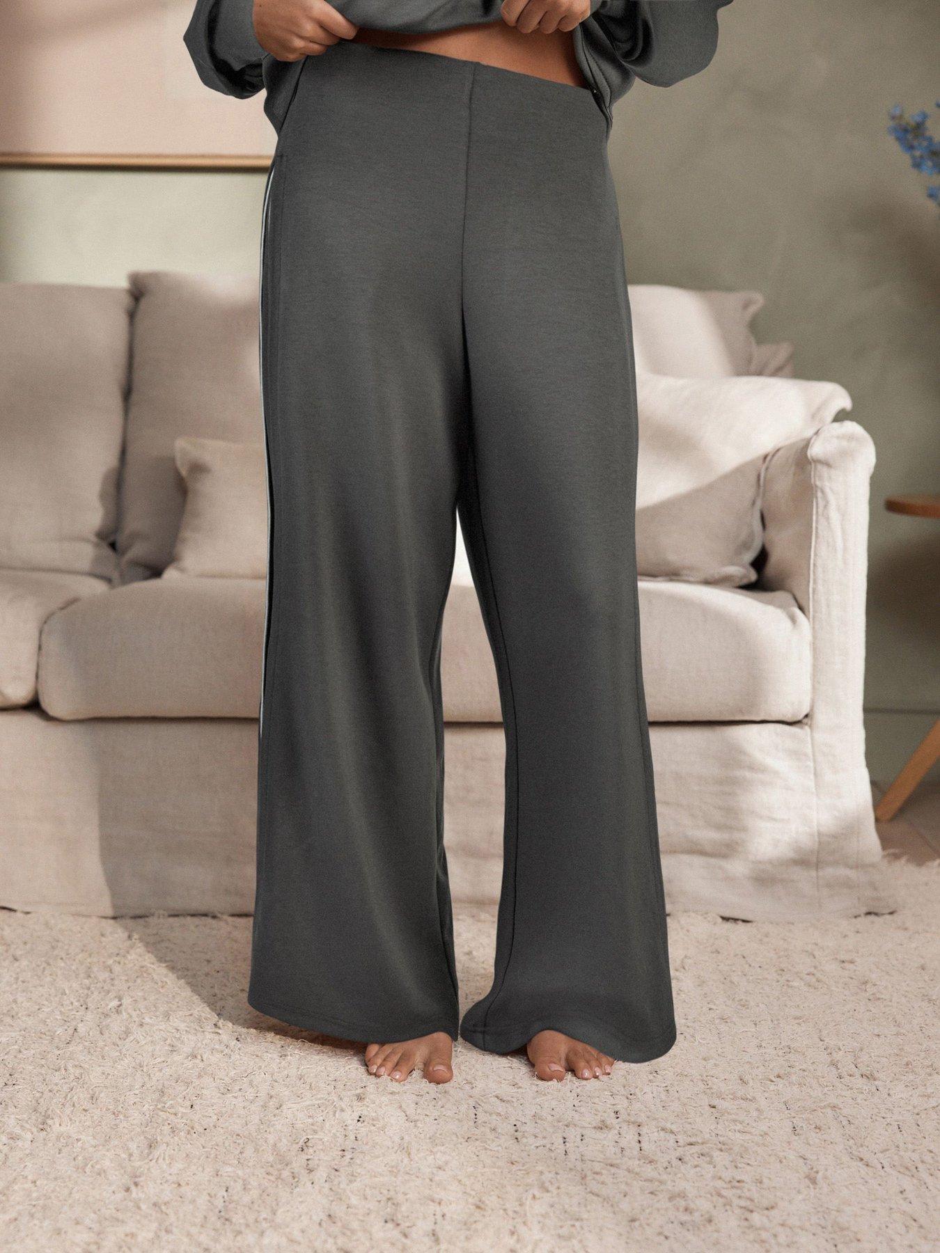 Image 1 of 4 of B By Ted Baker Womens Pipe Wide Leg Piping Detail Lounge Trousers - Grey