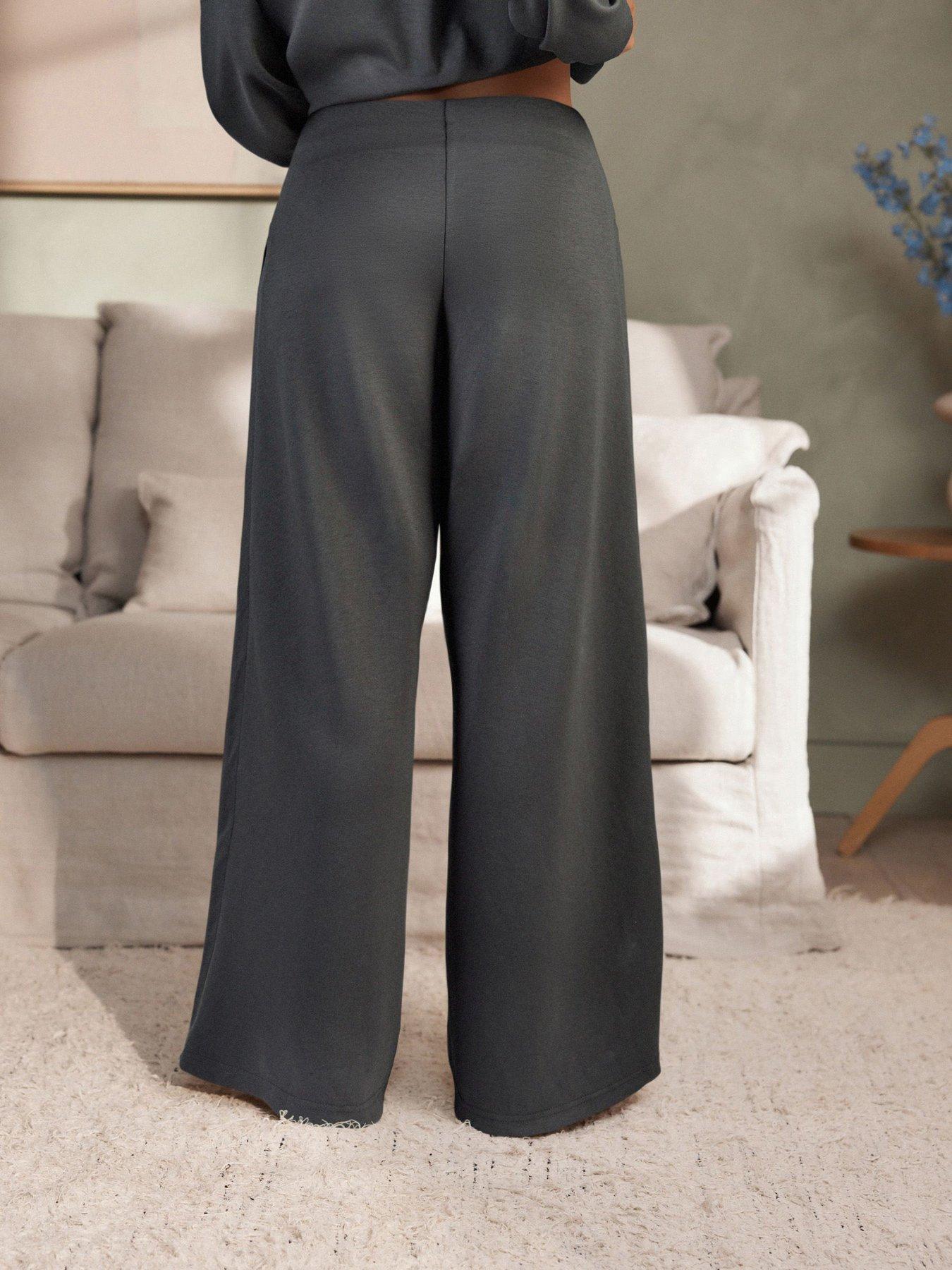 Image 2 of 4 of B By Ted Baker Womens Pipe Wide Leg Piping Detail Lounge Trousers - Grey