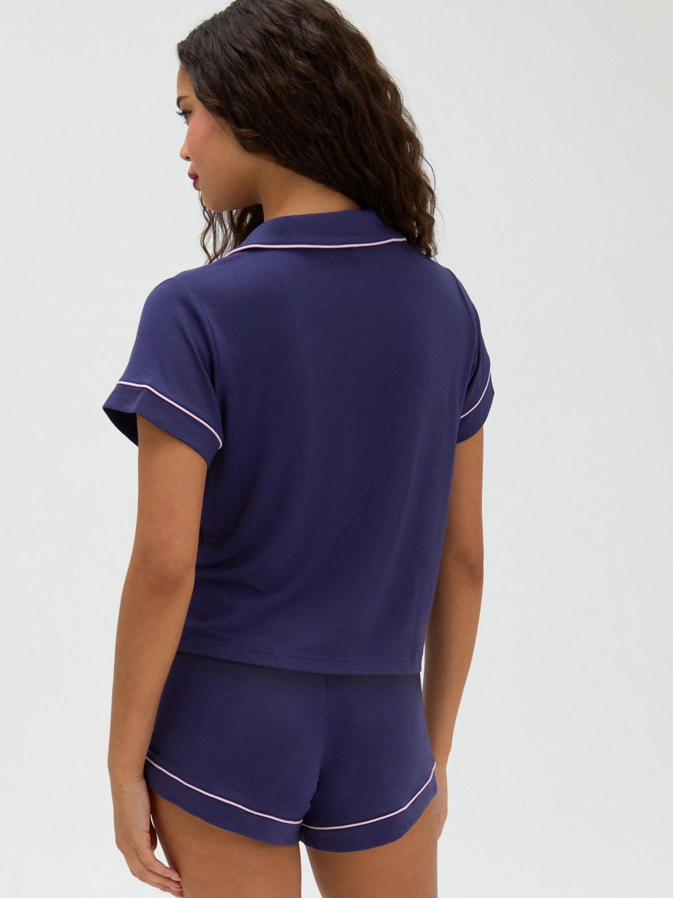 Image 2 of 5 of Boux Avenue Short Sleeve Pyjama Set - Dark Blue