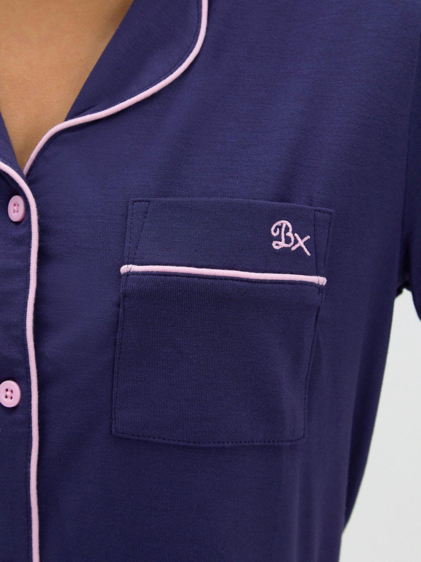 Image 4 of 5 of Boux Avenue Short Sleeve Pyjama Set - Dark Blue