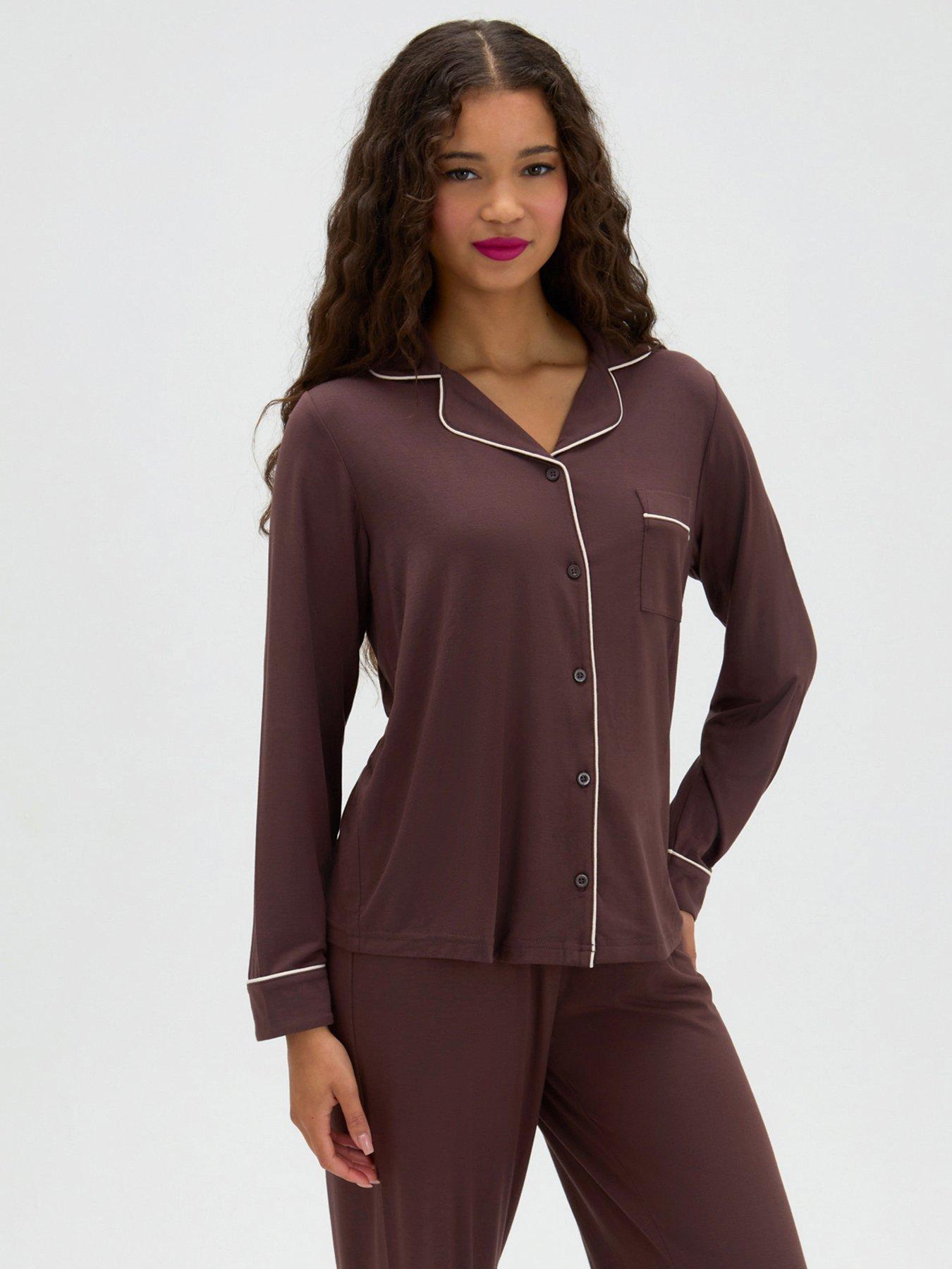 Image 3 of 5 of Boux Avenue Long Sleeve Pyjama Set - Brown