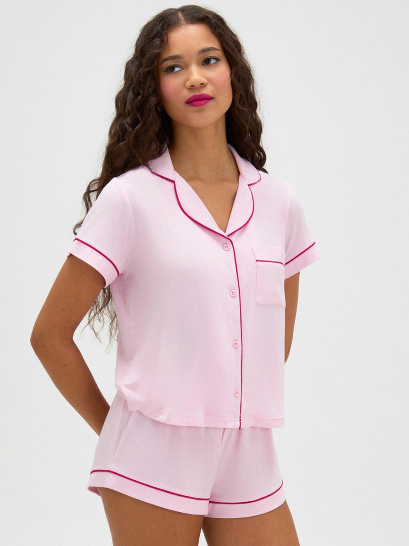 Image 1 of 6 of Boux Avenue Short Sleeve PJ Set - Pink