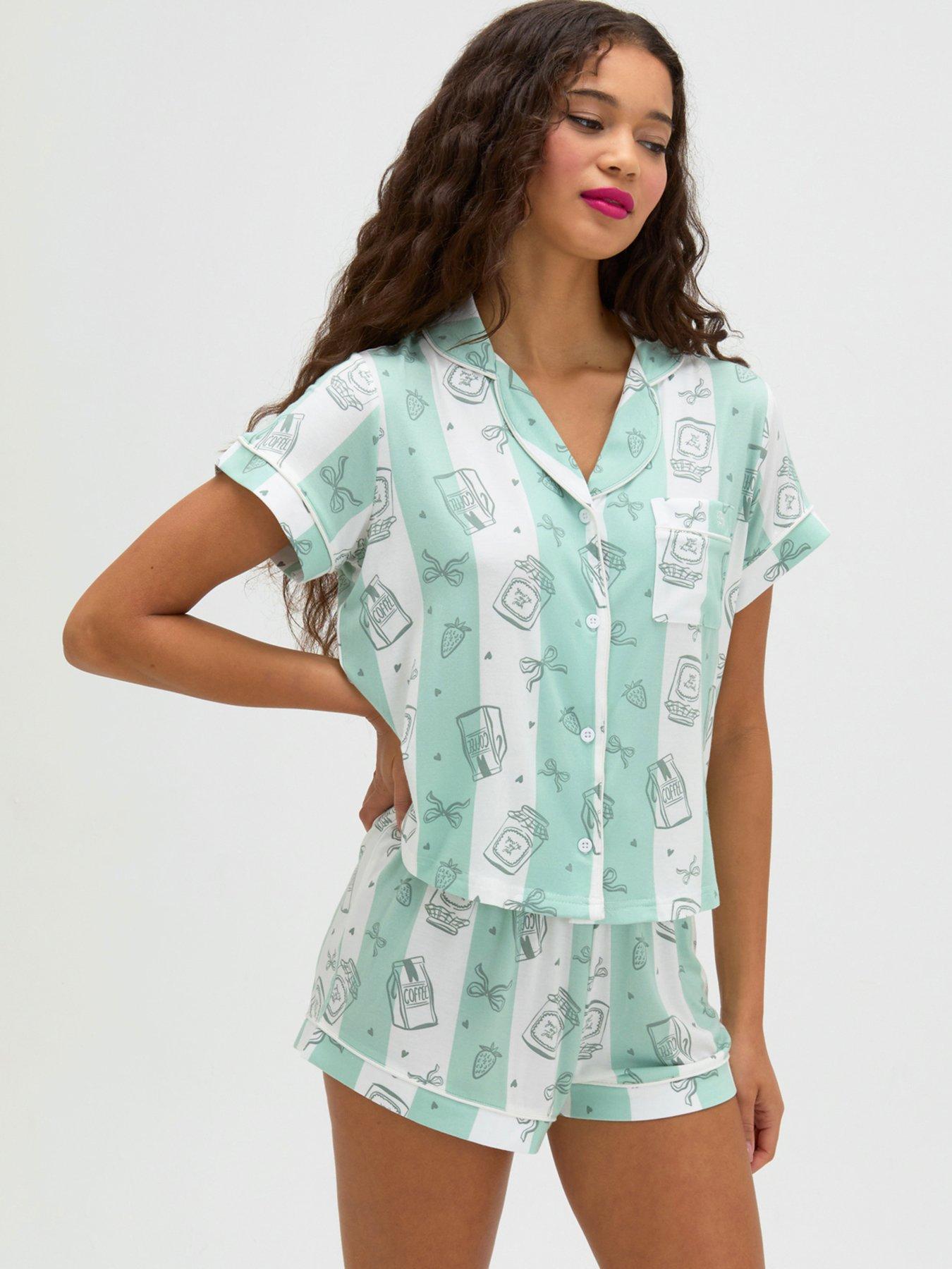Image 3 of 6 of Boux Avenue Coffee Stripe Modal Short Pj - Khaki Mix