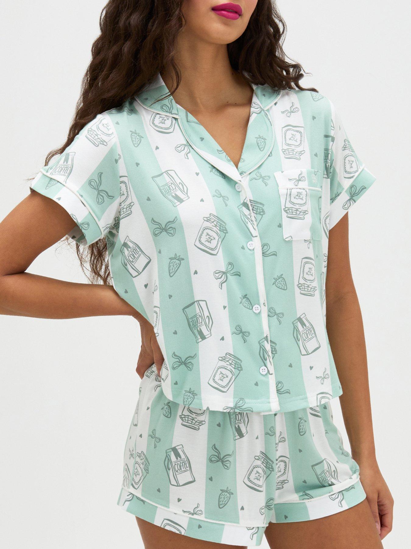 Image 4 of 6 of Boux Avenue Coffee Stripe Modal Short Pj - Khaki Mix