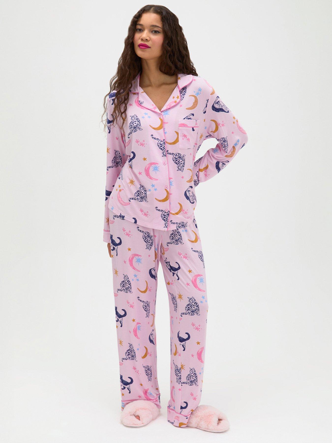 Boux Avenue Cat Modal Pyjama Set - Pink Mix