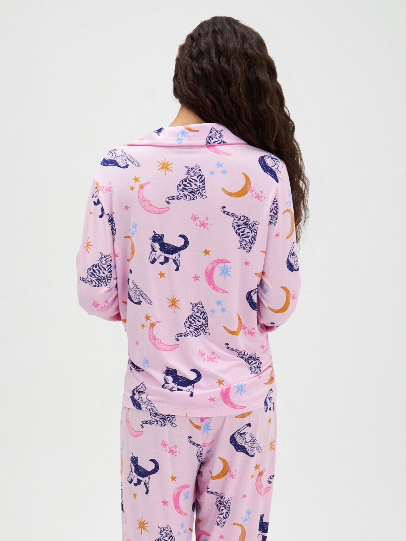 Image 2 of 6 of Boux Avenue Cat Modal Pyjama Set - Pink Mix