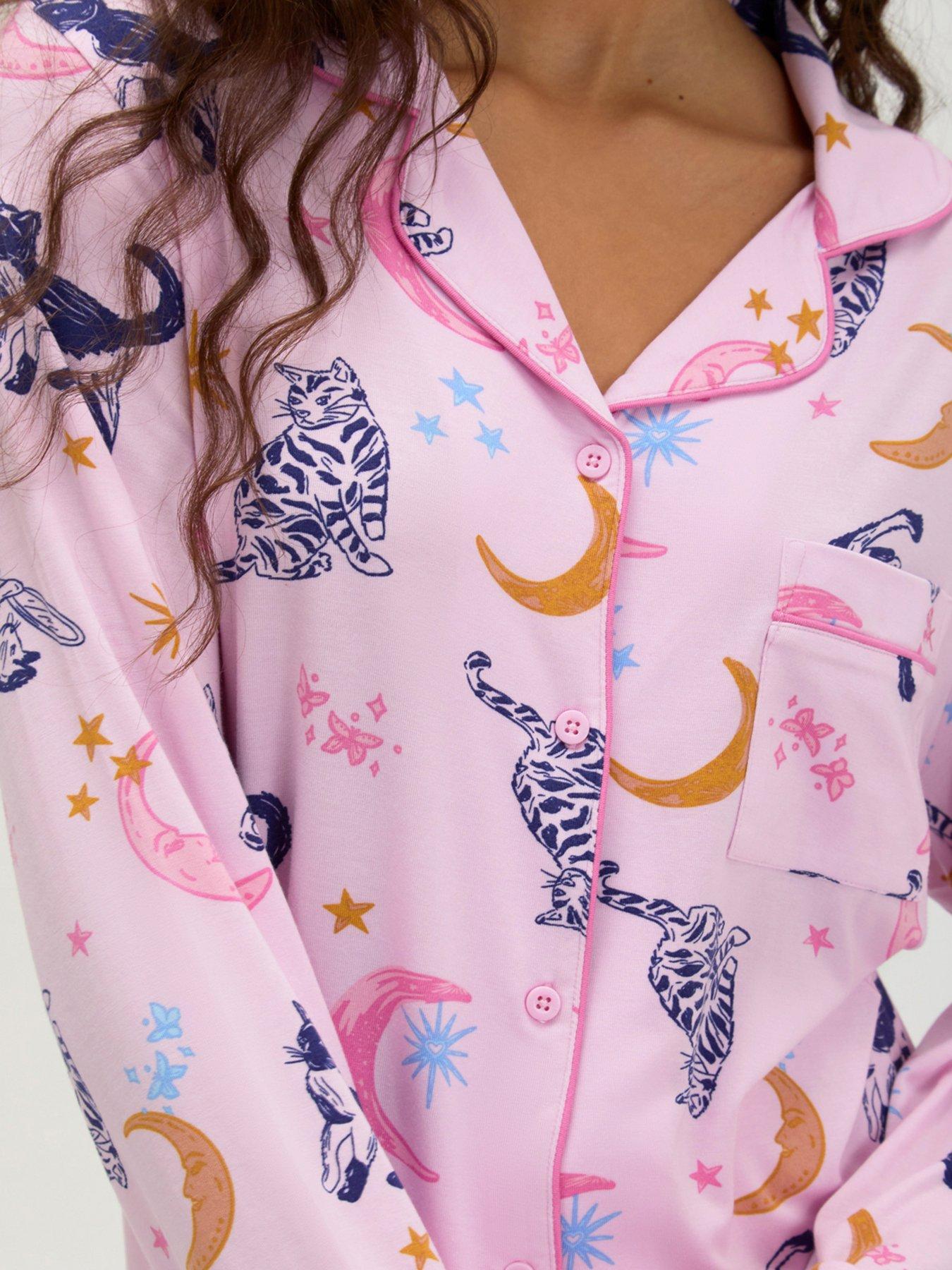 Image 5 of 6 of Boux Avenue Cat Modal Pyjama Set - Pink Mix