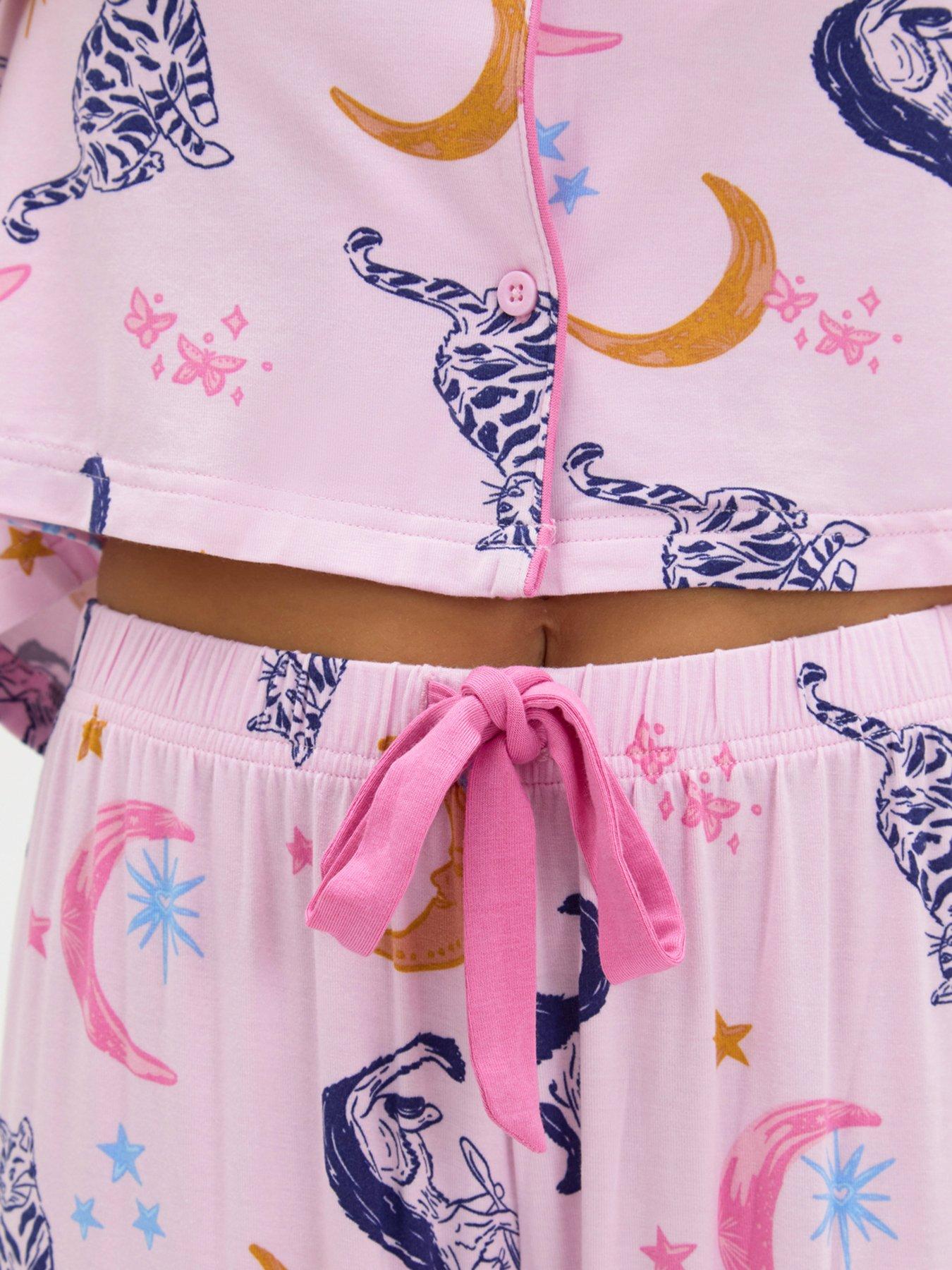 Image 6 of 6 of Boux Avenue Cat Modal Pyjama Set - Pink Mix