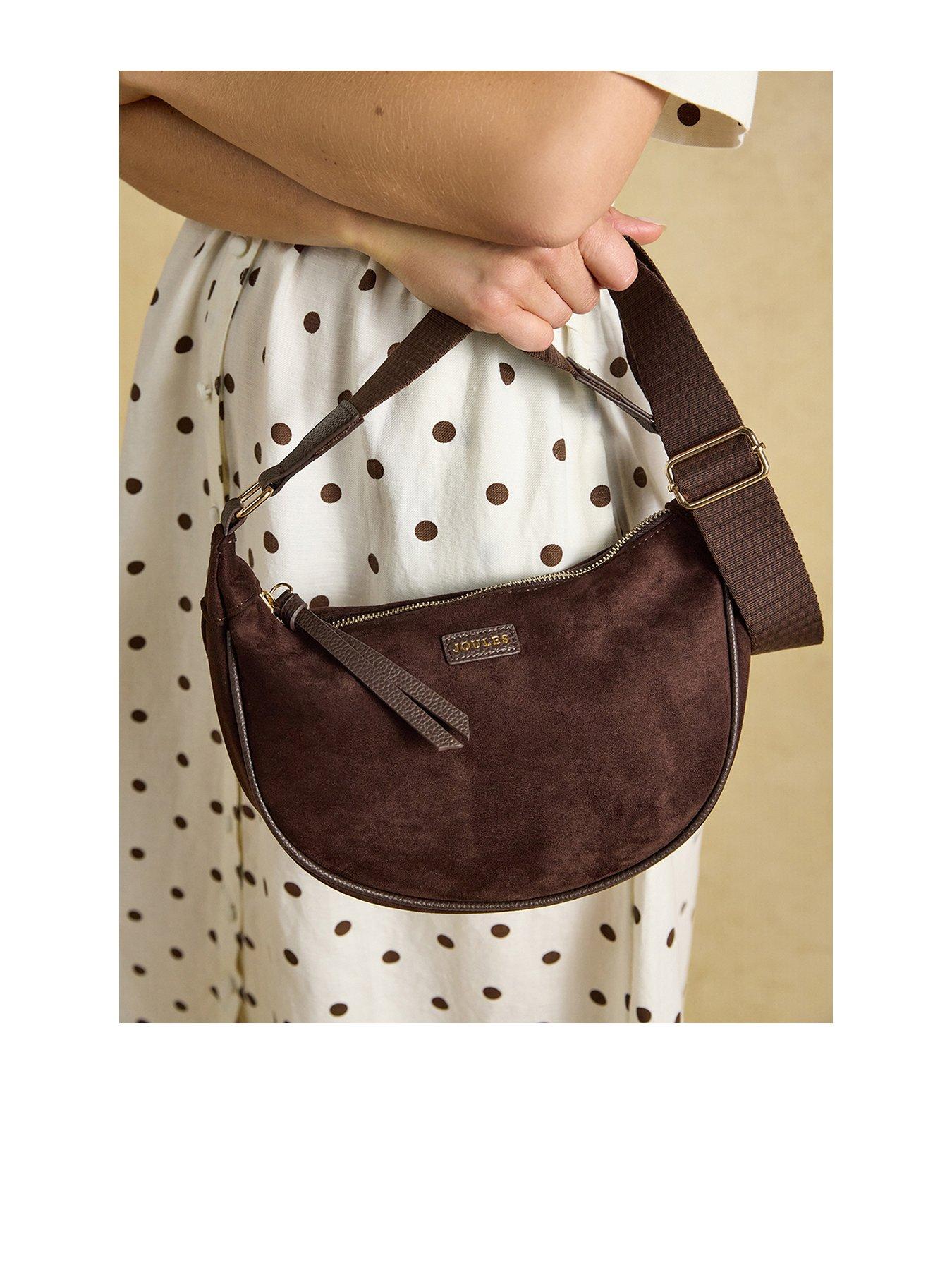 Image 1 of 7 of Joules Suedette Moon Cross Body Bag - Brown