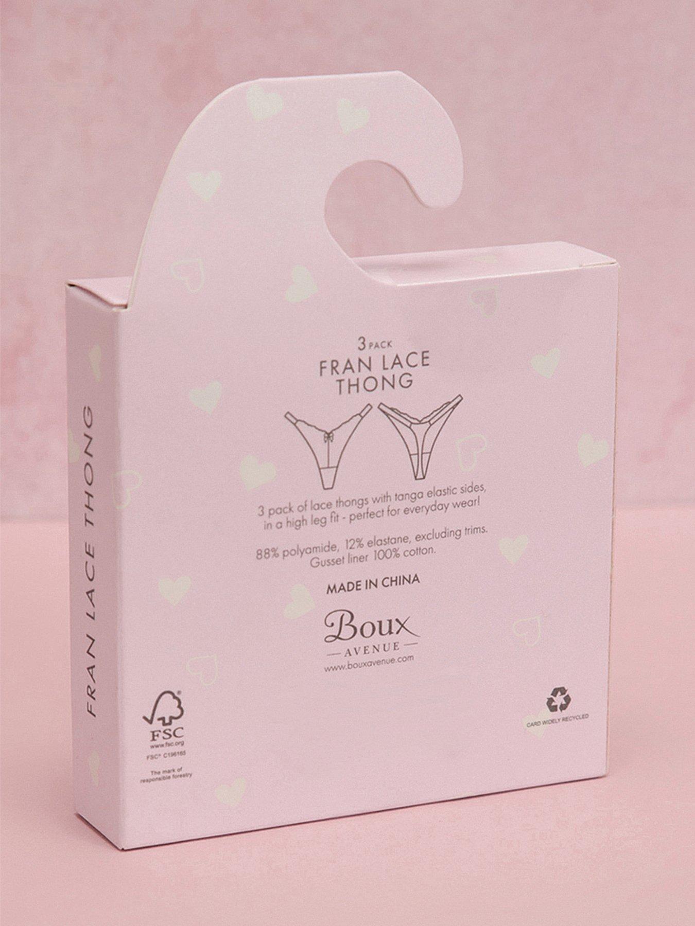 Image 6 of 6 of Boux Avenue 3 Pack Fran lace Thongs - Blue Mix