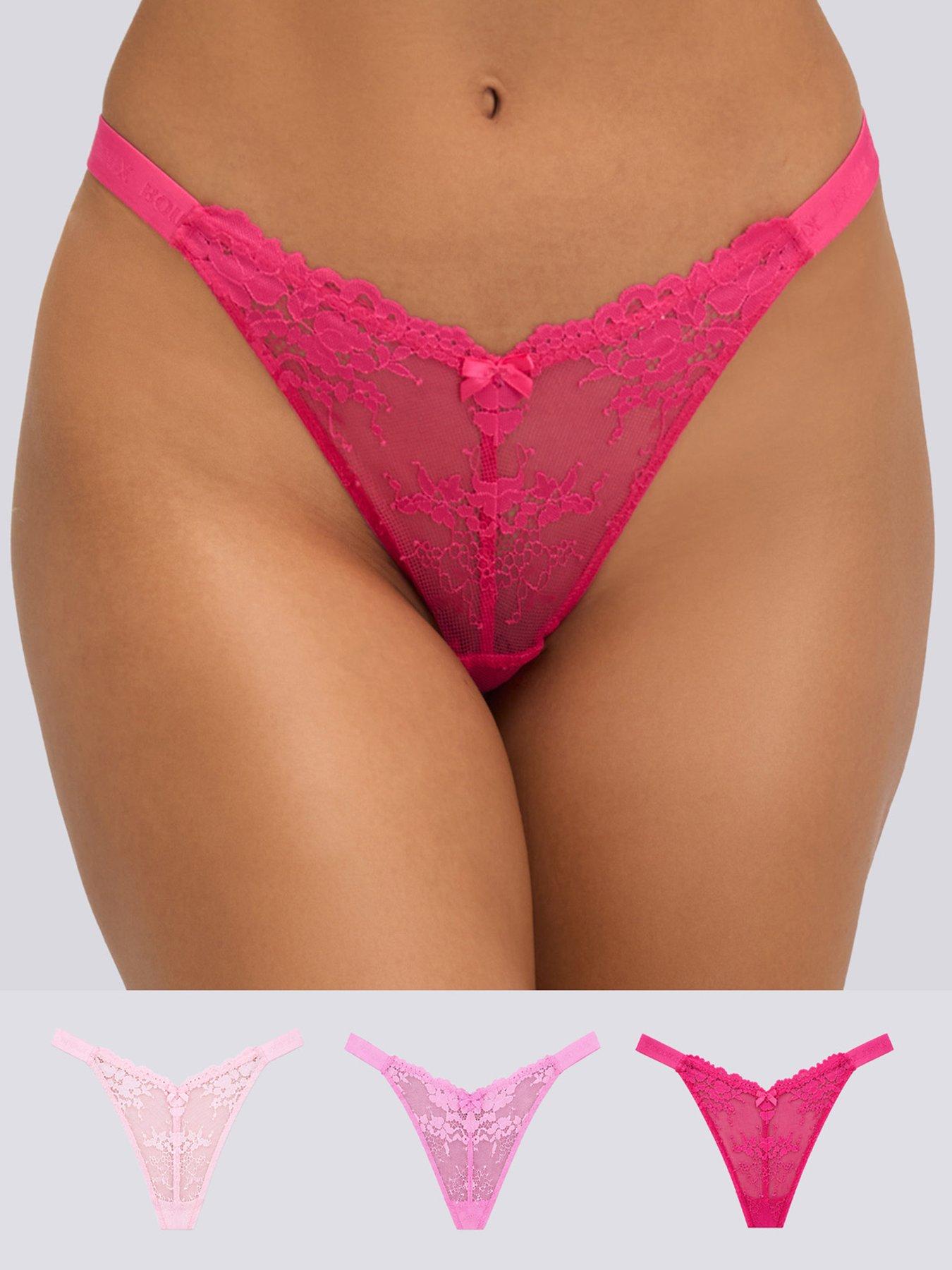 Boux Avenue 3 Pack Fran lace Thongs - Pink Mix
