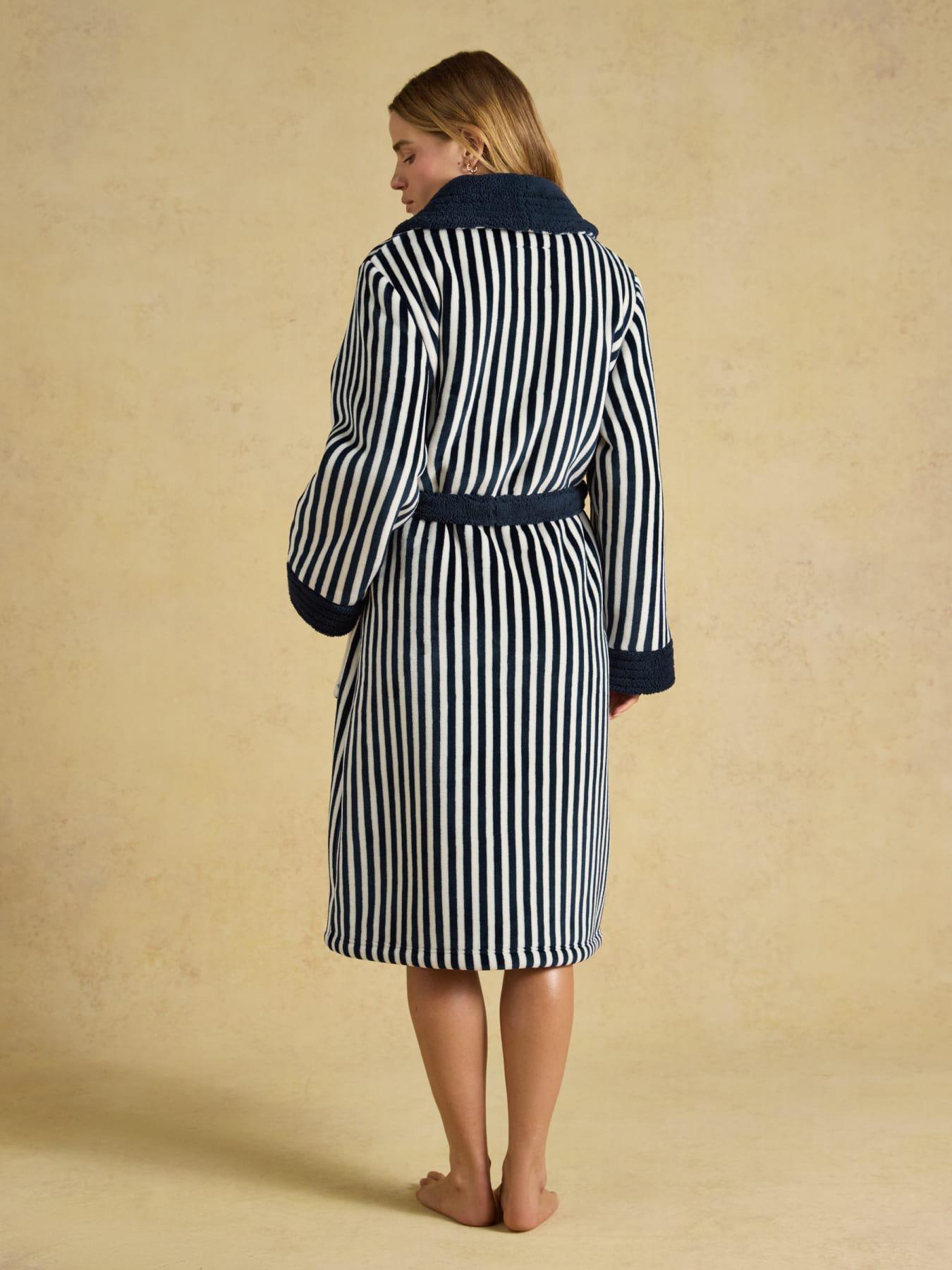 Image 2 of 6 of Joules Womens Matilda Fleece Tie Waist Dressing Gown - Navy