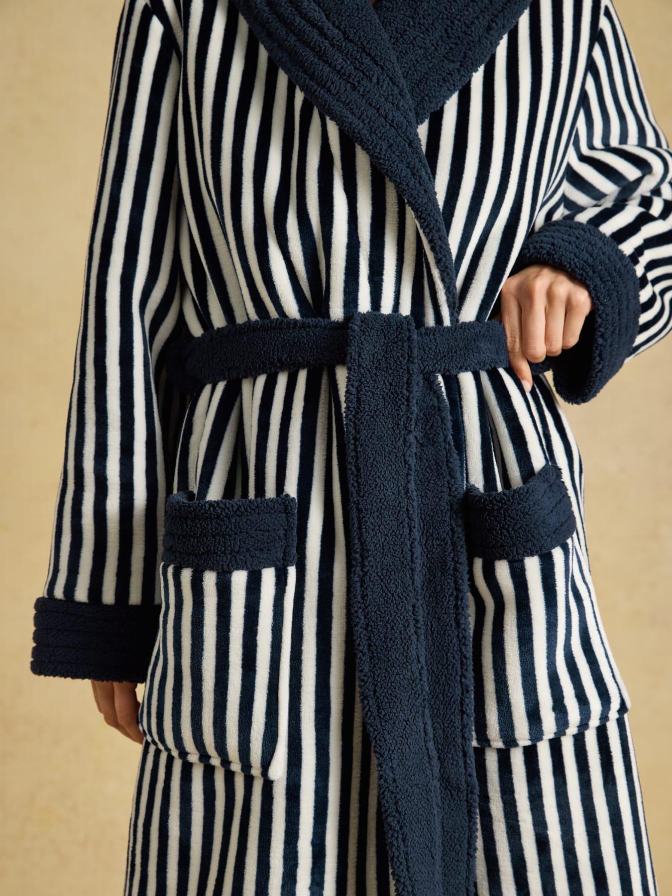 Image 5 of 6 of Joules Womens Matilda Fleece Tie Waist Dressing Gown - Navy