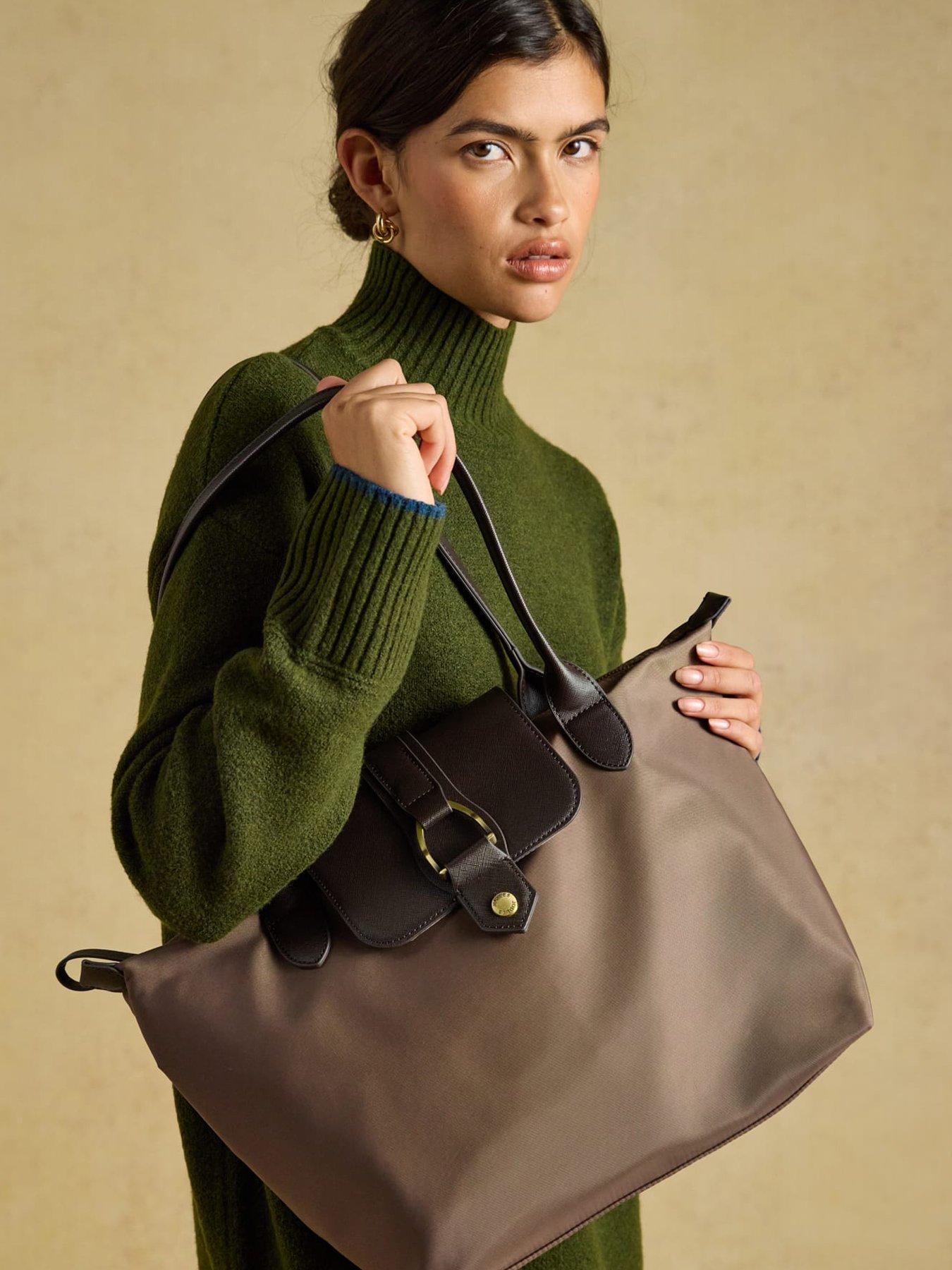 Image 1 of 5 of Joules Womens Edie Spacious Zip-Top Tote Bag - Brown