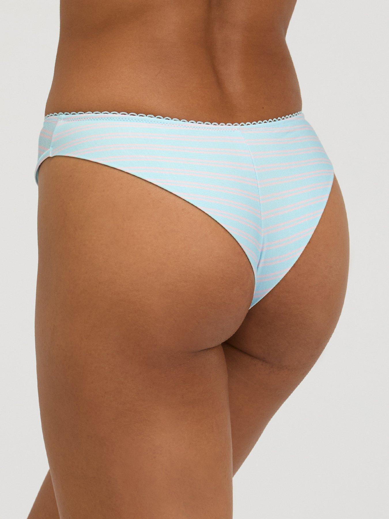Image 2 of 6 of Boux Avenue Freya Striped Brazilian Knickers - Blue Mix