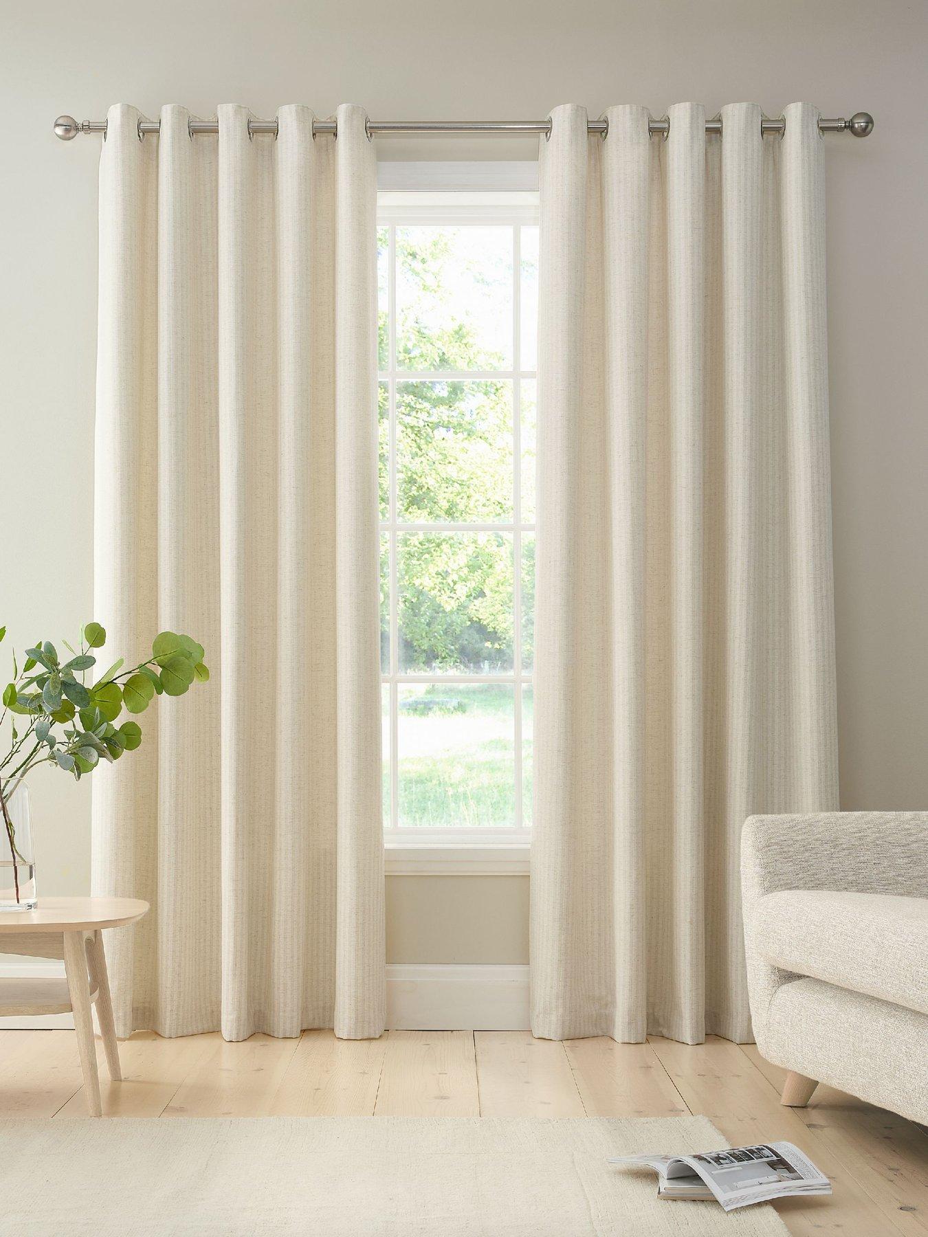 Bianca Fine Linens Chenille Stripe Eyelet Curtains