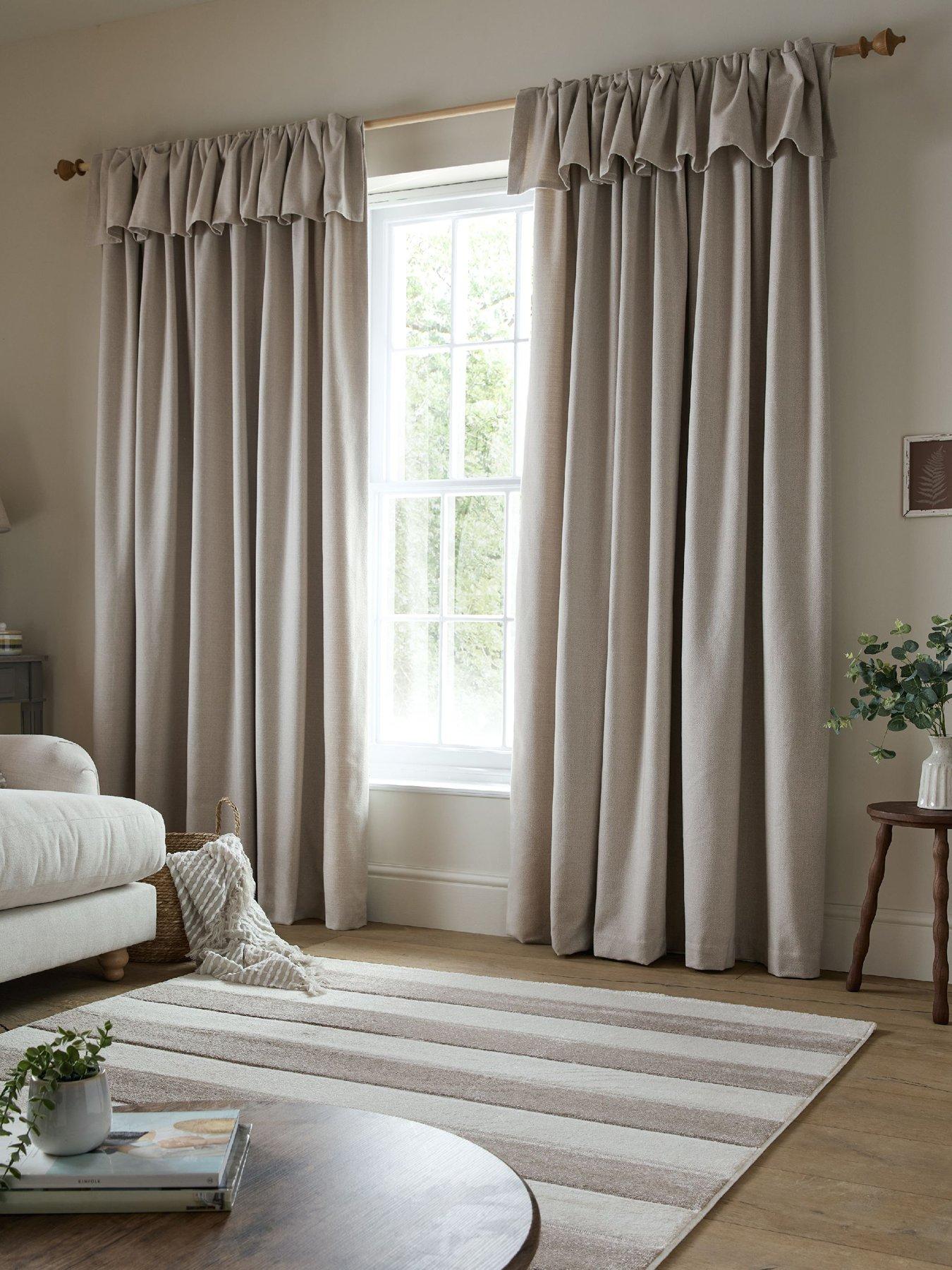 Catherine Lansfield Brushed Texture Ruffle Frill Tab Top Curtains