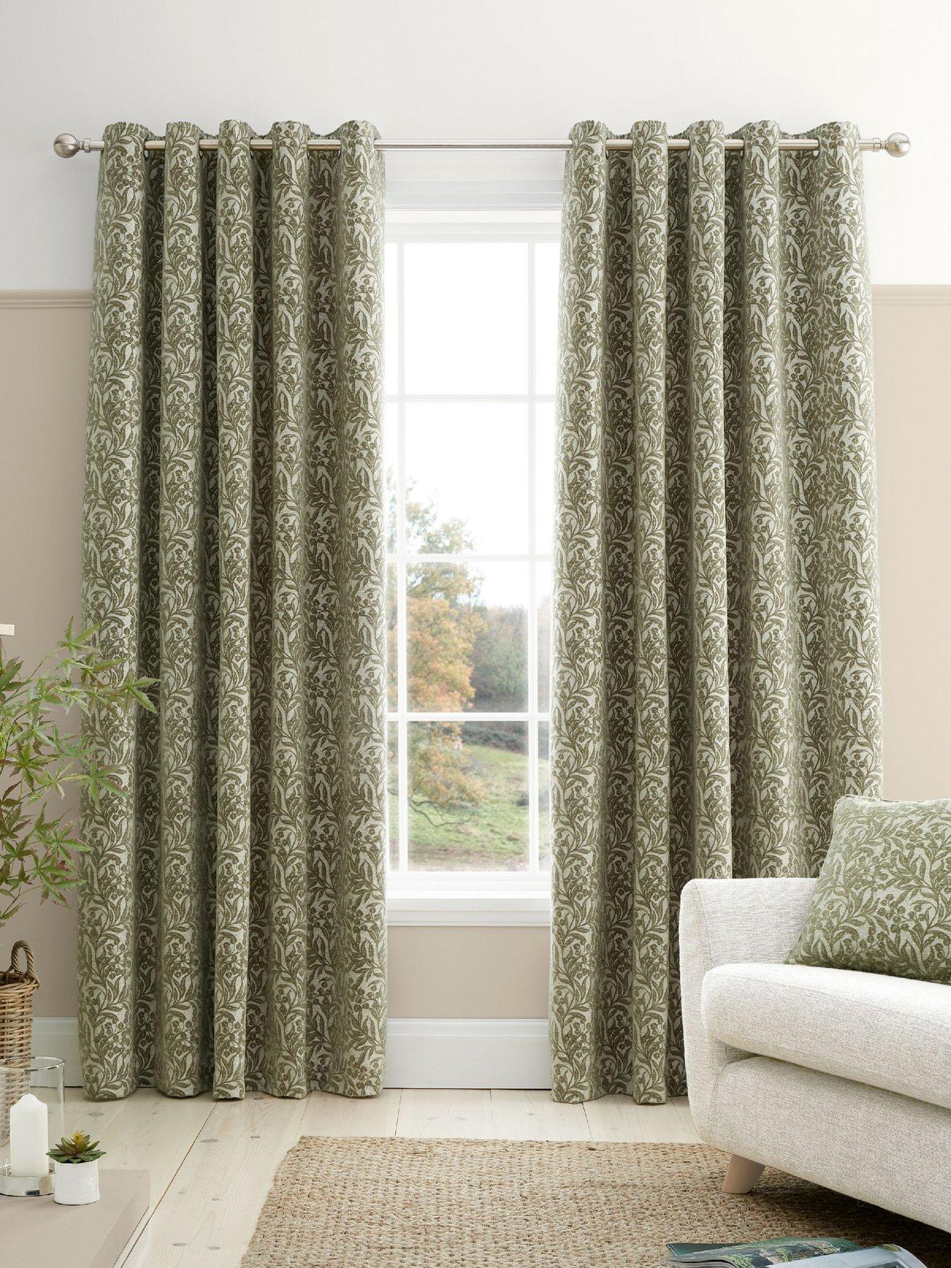 Image 1 of 5 of Bianca Fine Linens Chenille Leaves Eyelet Curtains