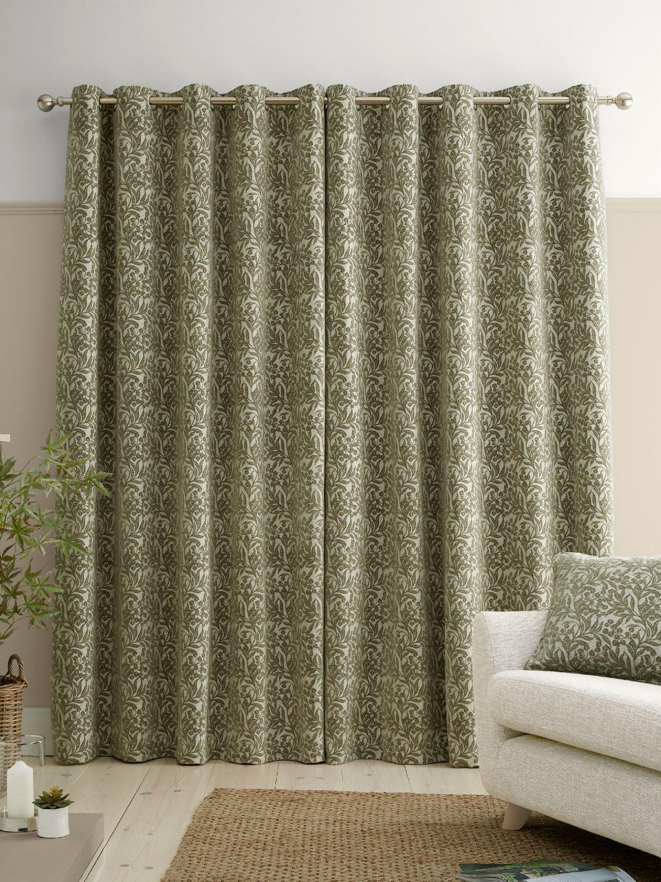 Image 2 of 5 of Bianca Fine Linens Chenille Leaves Eyelet Curtains