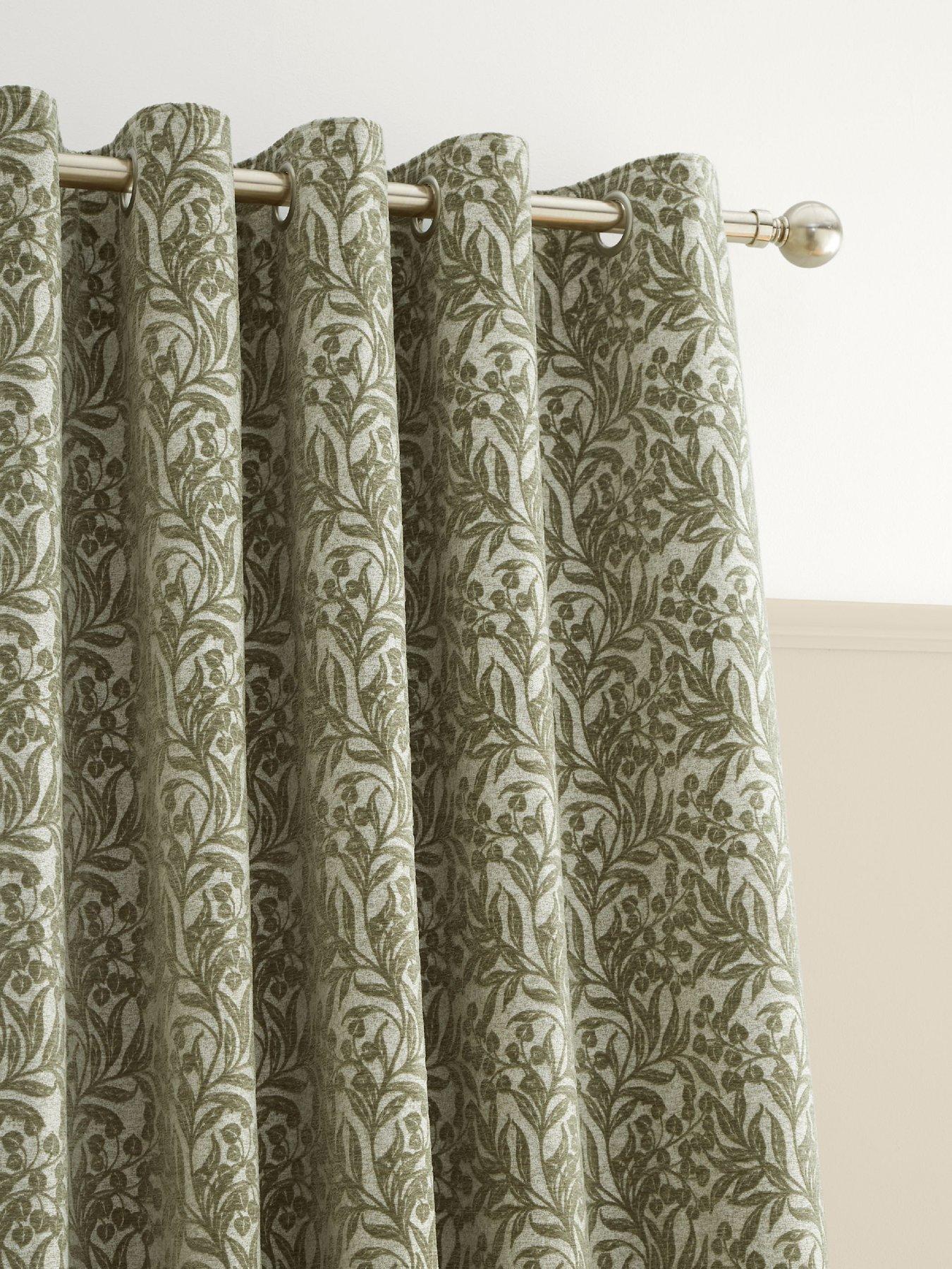 Image 3 of 5 of Bianca Fine Linens Chenille Leaves Eyelet Curtains