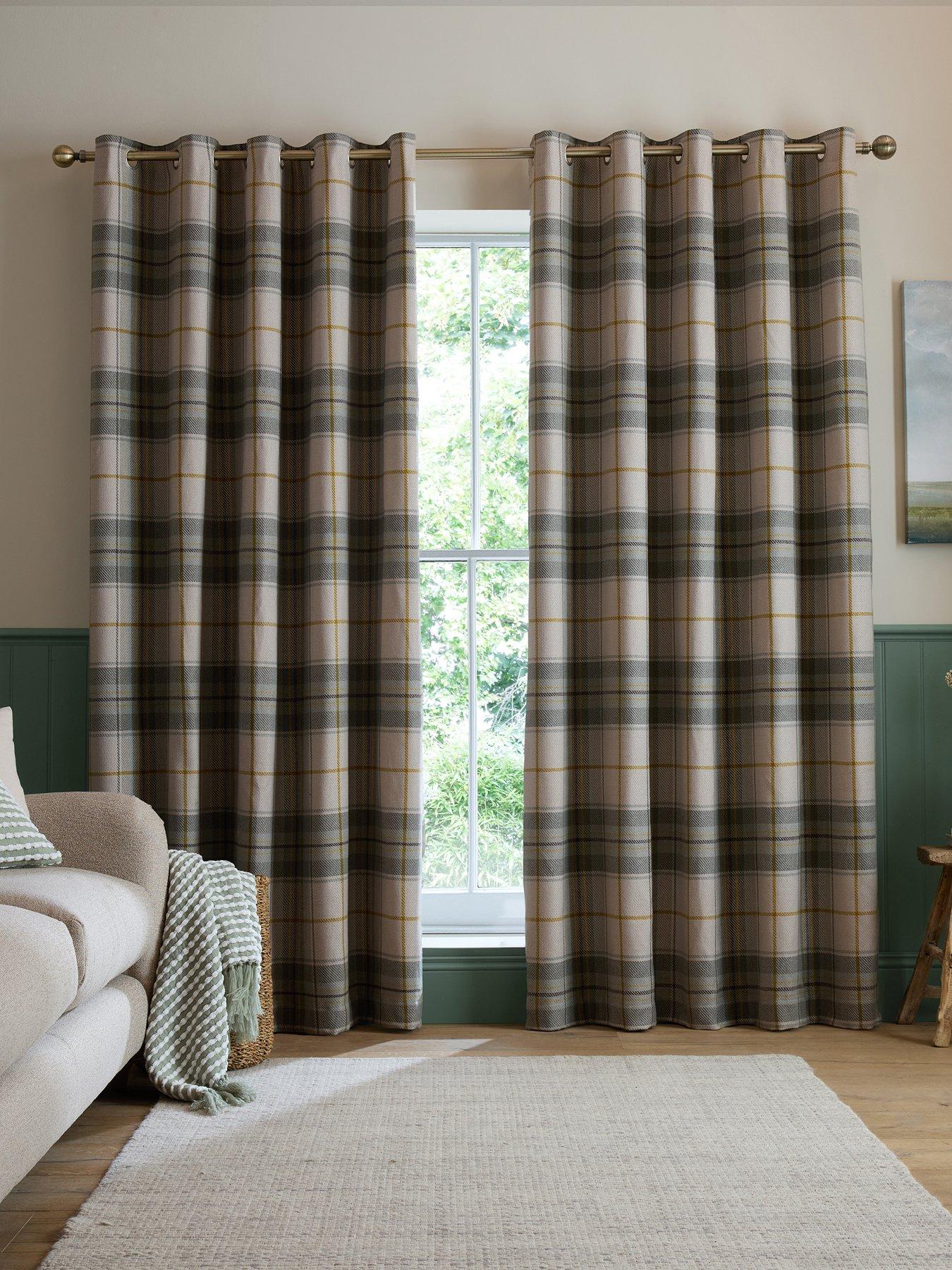 Image 1 of 5 of Catherine Lansfield Brushed Woven Glencoe Check Thermal Eyelet Curtains
