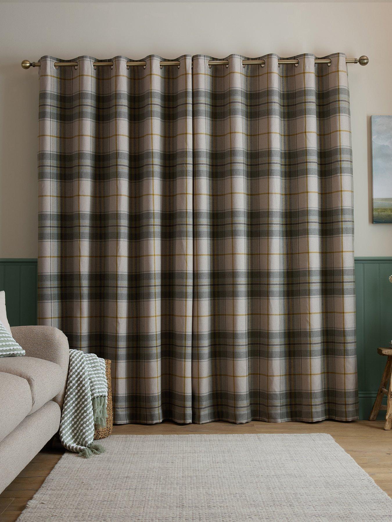 Image 2 of 5 of Catherine Lansfield Brushed Woven Glencoe Check Thermal Eyelet Curtains