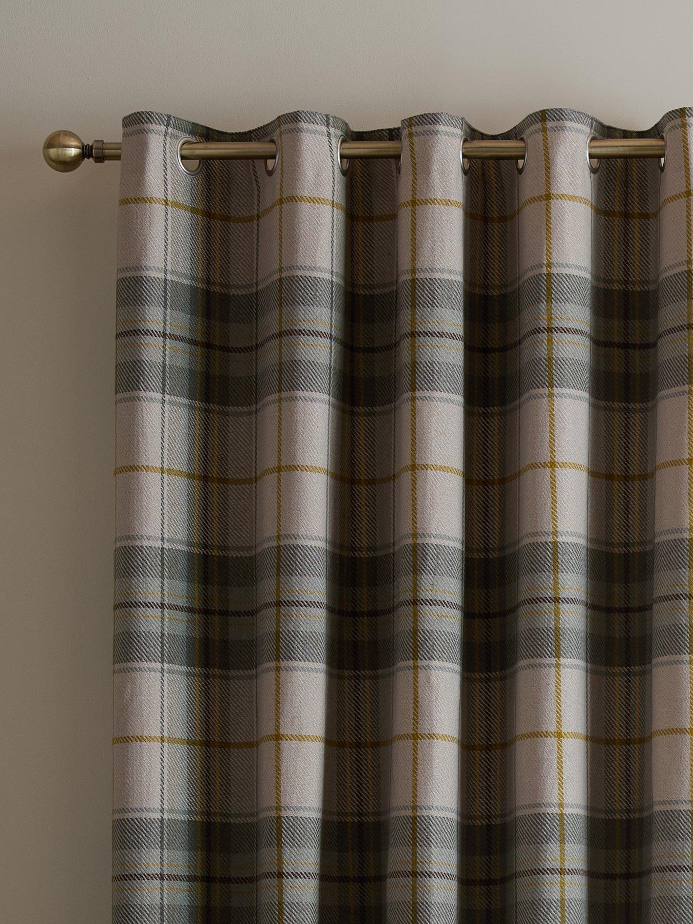 Image 3 of 5 of Catherine Lansfield Brushed Woven Glencoe Check Thermal Eyelet Curtains