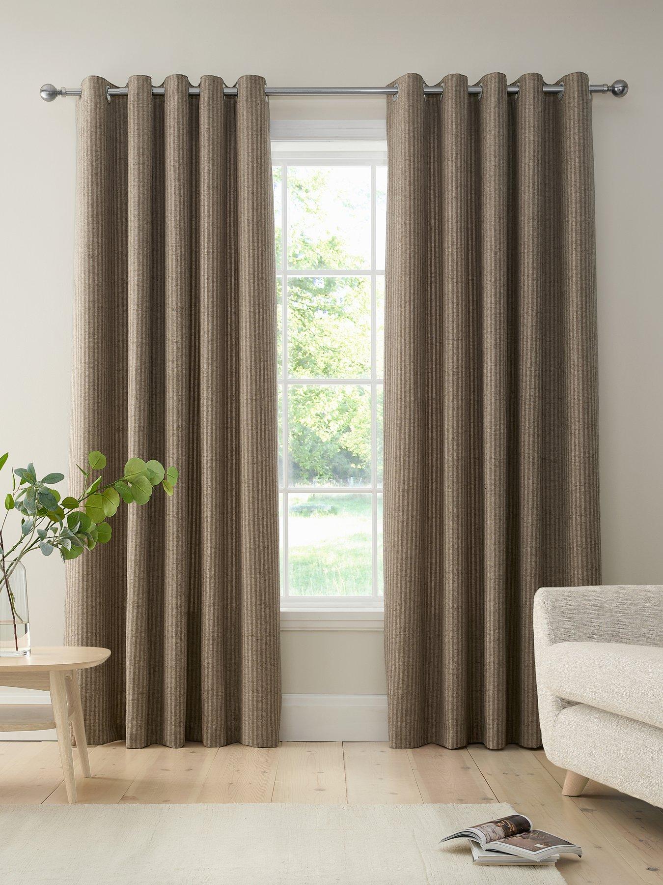 Bianca Fine Linens Chenille Stripe Eyelet Curtains