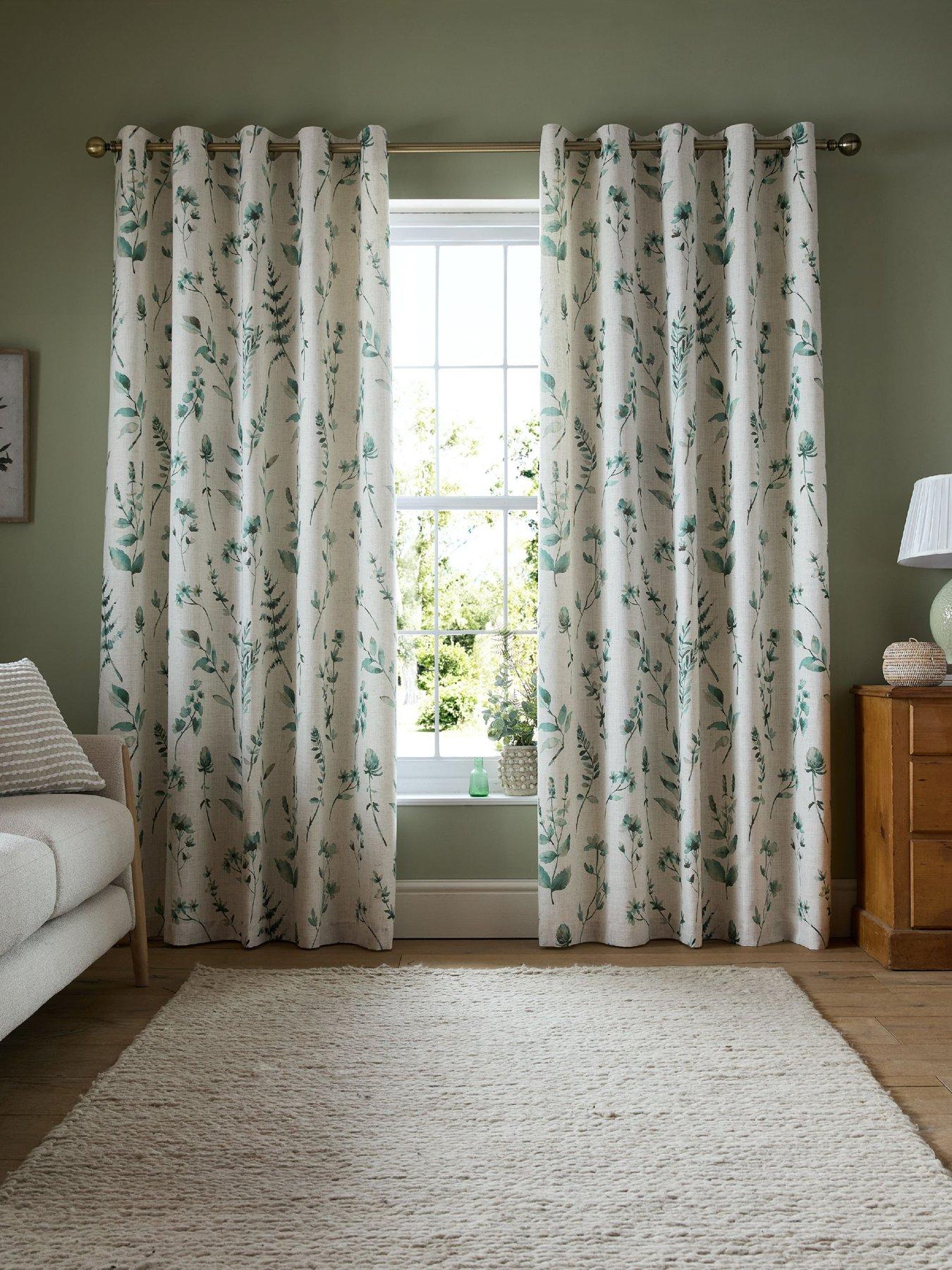 Catherine Lansfield Watercolour Leaves Eyelet Curtains