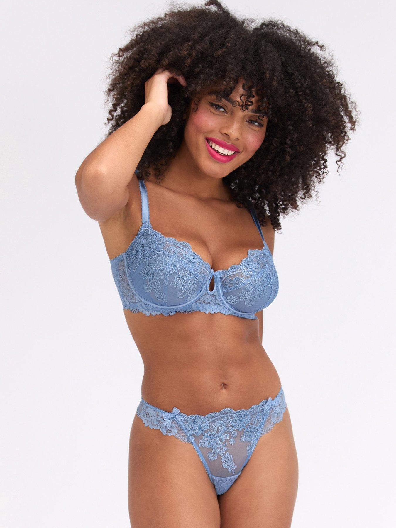 Image 3 of 6 of Boux Avenue Antointette Embroidered G-string Thong - Steel Blue