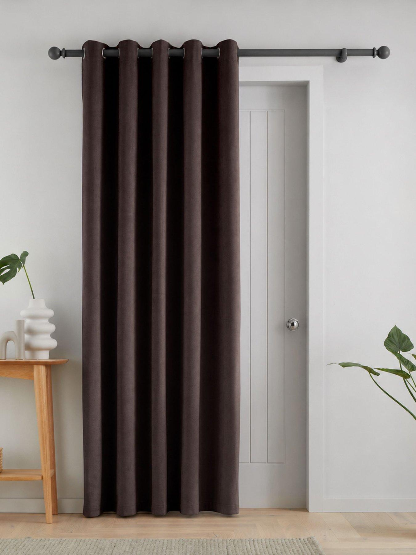Catherine Lansfield Woven Super Thermal Blackout Matt Velour Door Panel Curtains