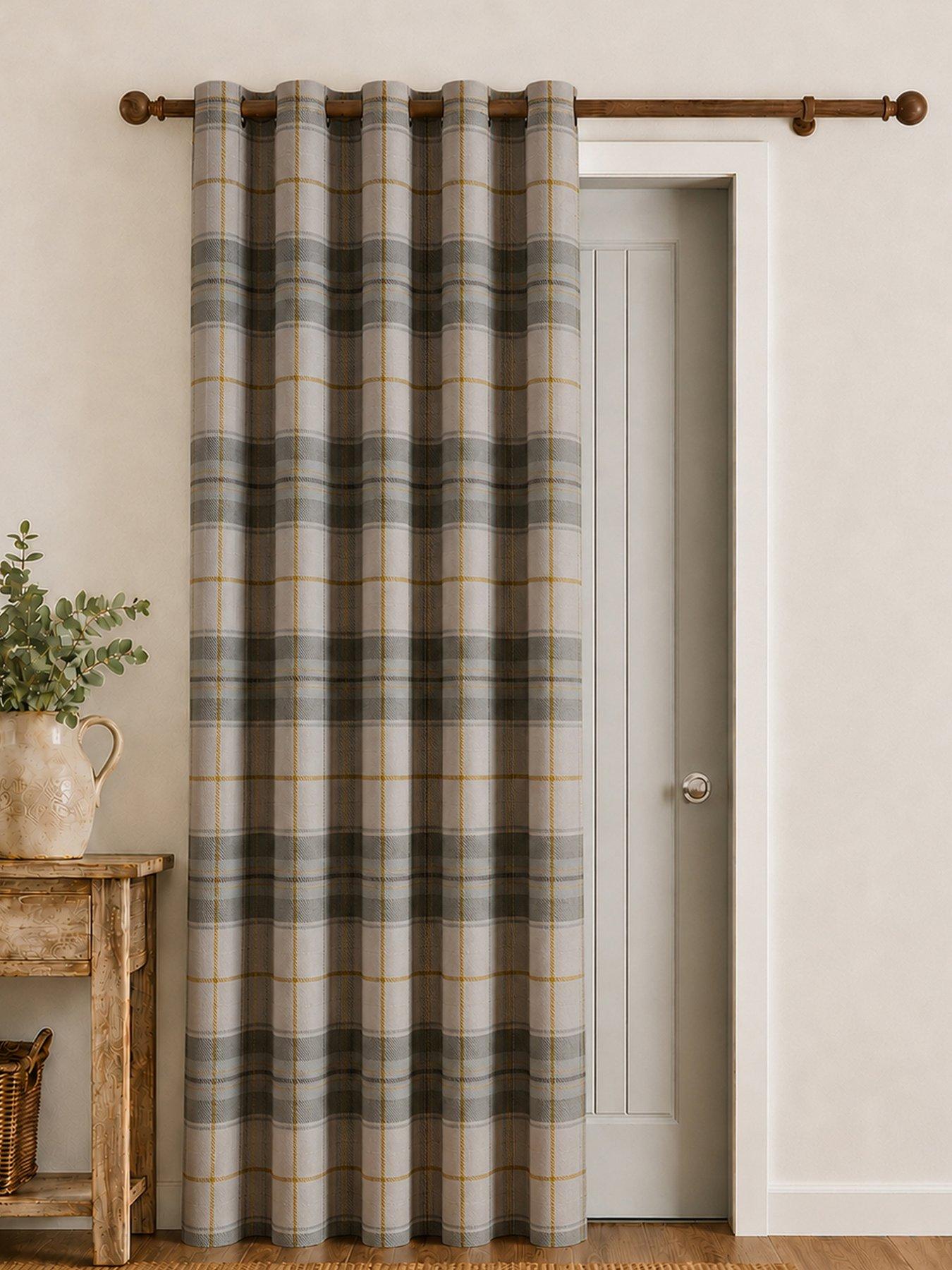 Catherine Lansfield Brushed Woven Glencoe Check Door Panel Curtains