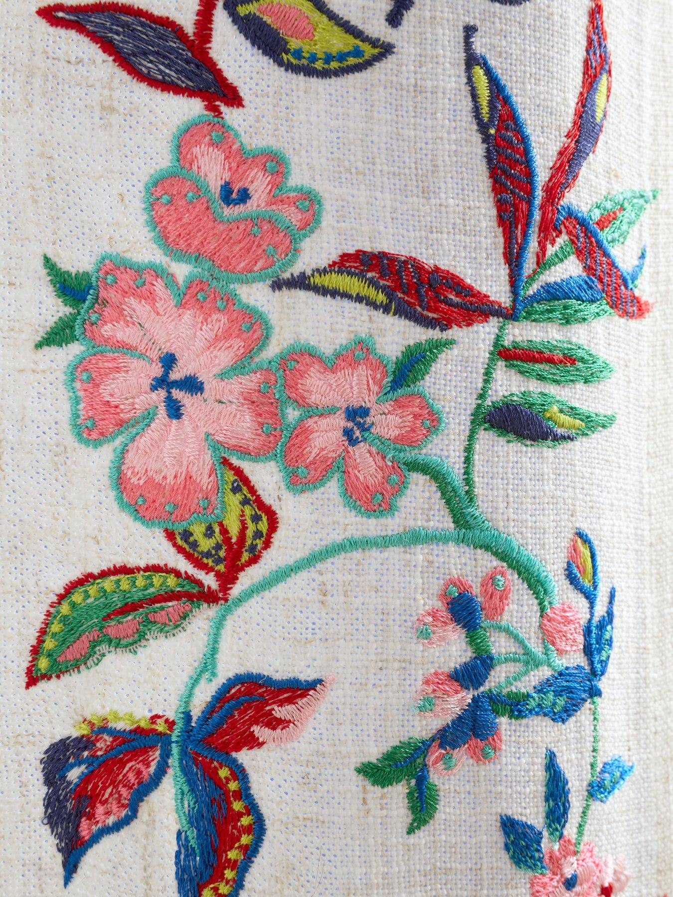 Image 3 of 5 of Sophie Robinson Flourish Floral Tab Top Voile Curtain Panel