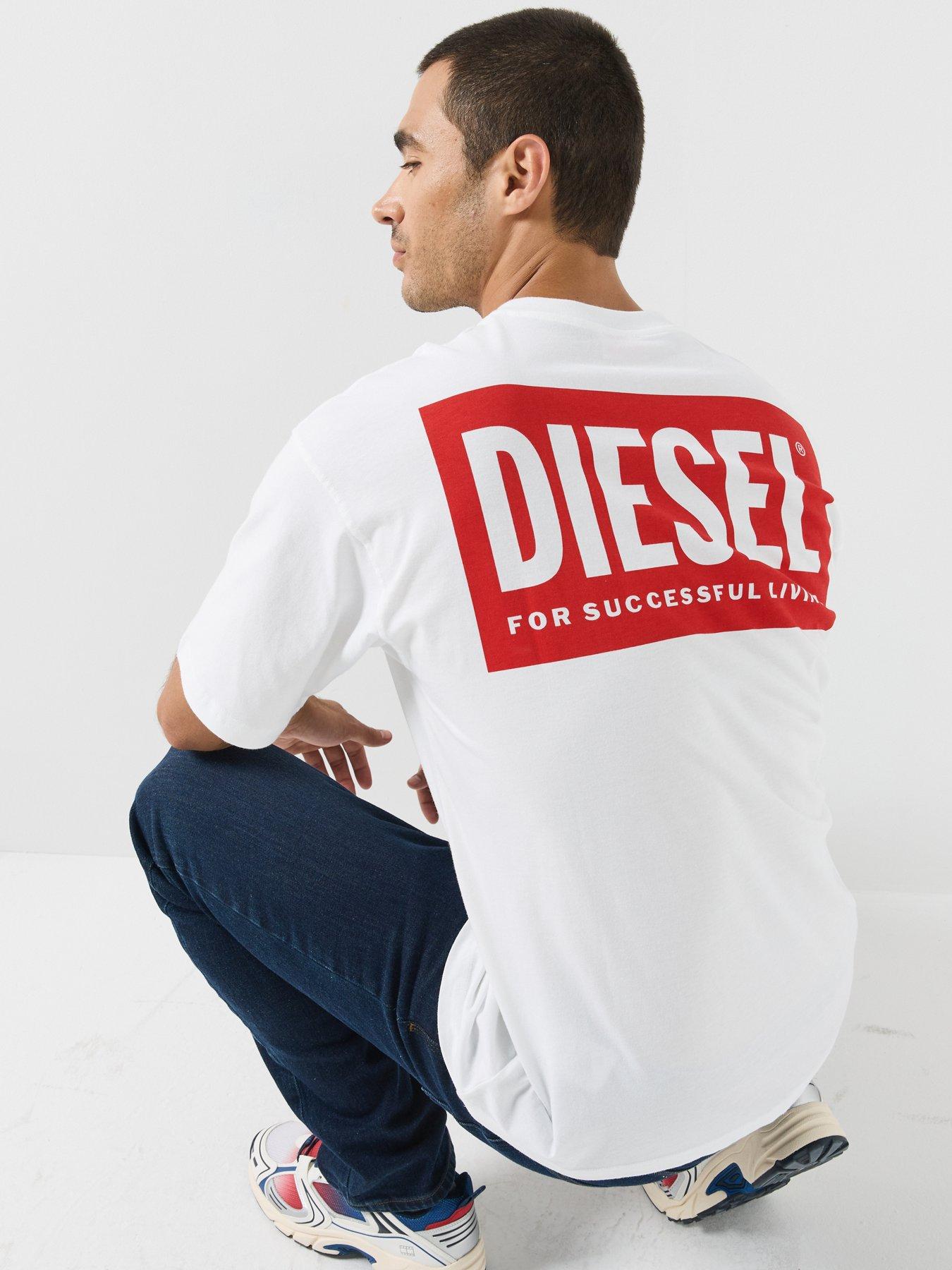 Image 2 of 5 of Diesel Mens Relaxed Fit Back Graphic T-Shirt - White
