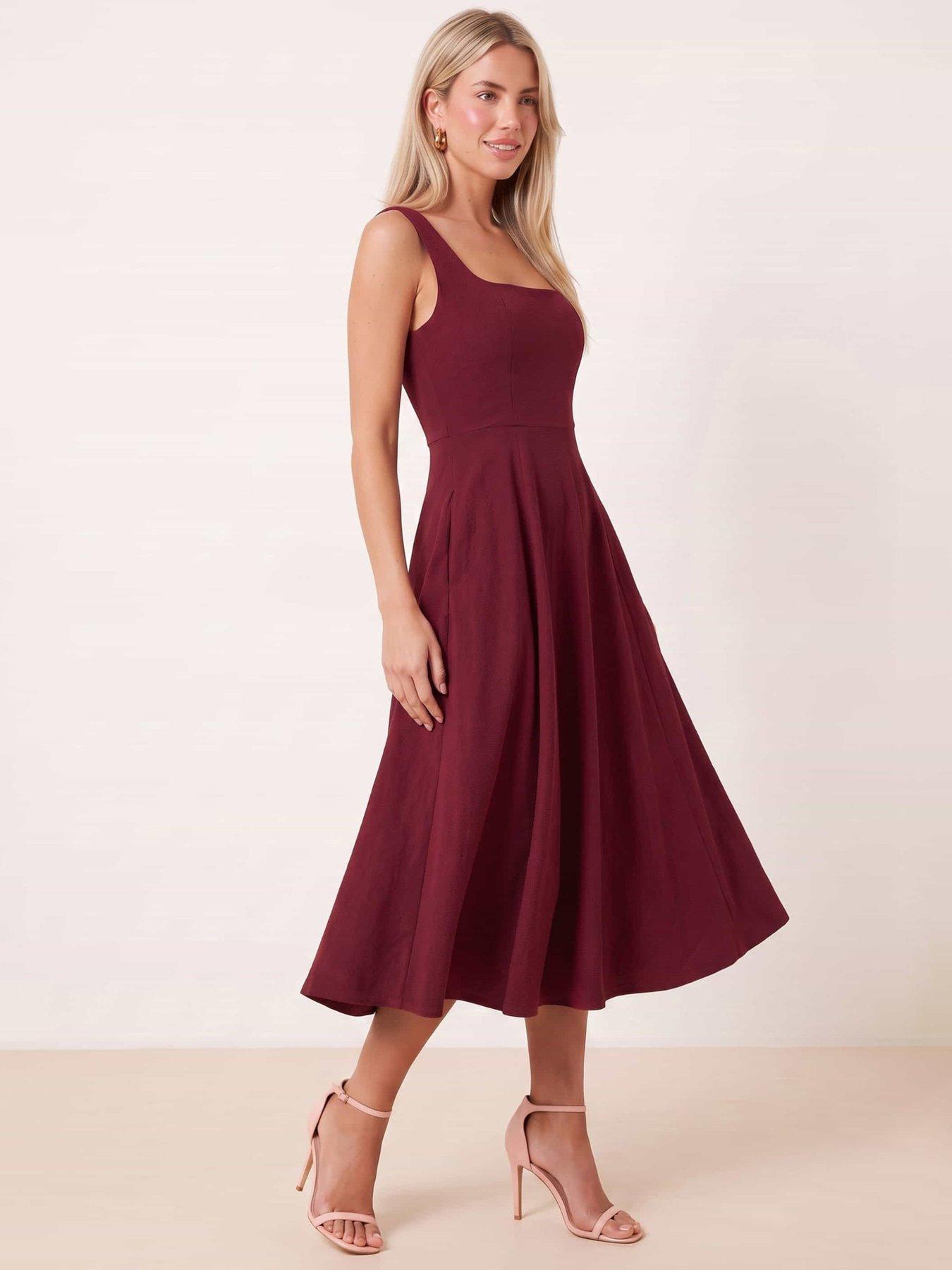 Image 3 of 4 of Style Cheat Womens Square Neck Fit And Flare Dress - Purple