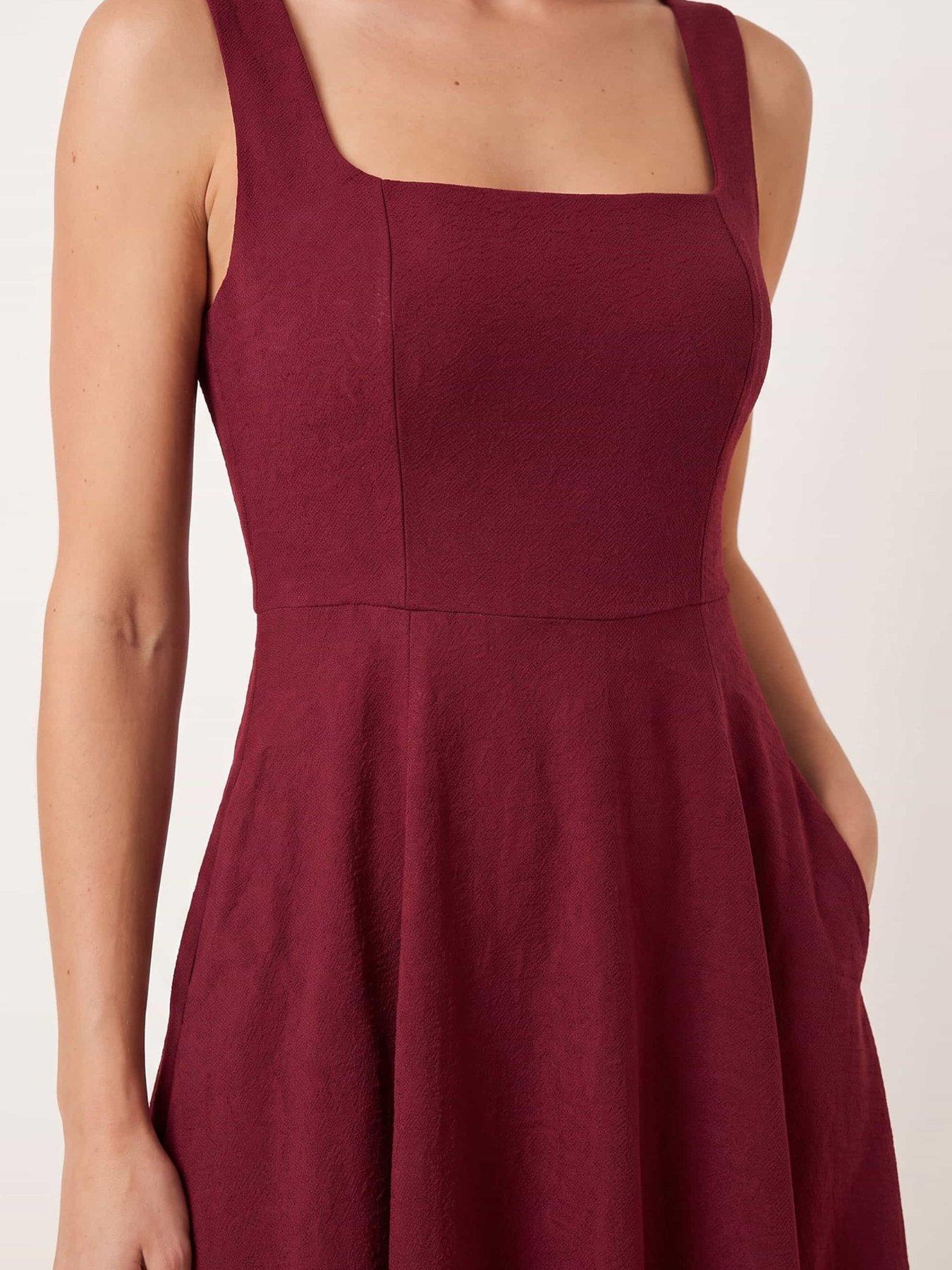 Image 4 of 4 of Style Cheat Womens Square Neck Fit And Flare Dress - Purple
