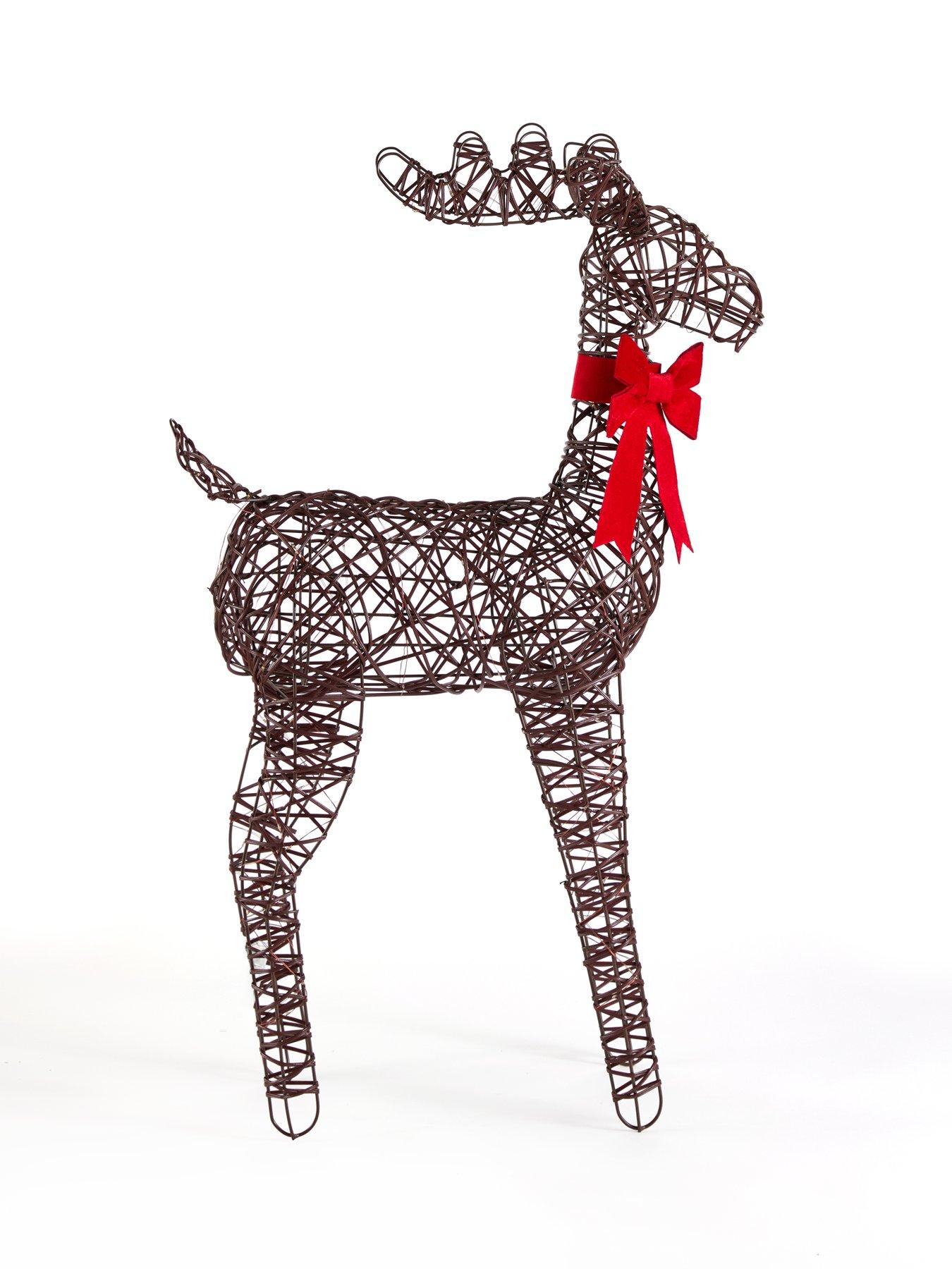 Image 4 of 7 of Festive Lit Reindeer With Red Bow - 80 Warm White Micro Led - Lead Length 30cm - 80cm Battery Operated