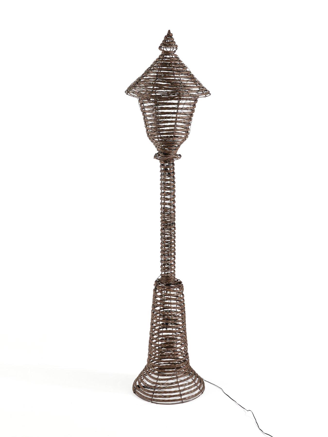 Image 2 of 7 of Festive Lit Faux Rattan Lamp Post Outdoor Christmas Decoration&nbsp;- Warm White