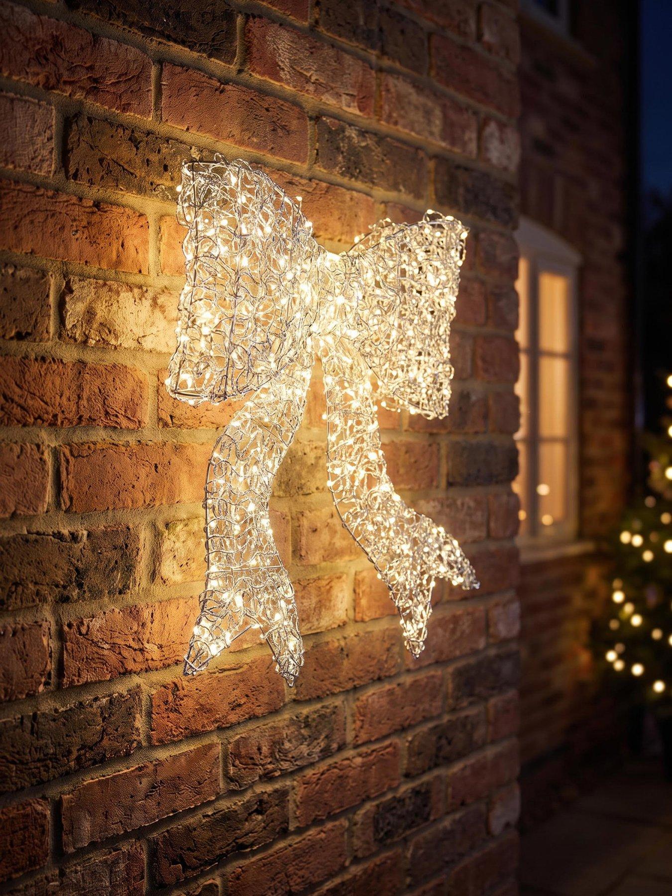 Image 6 of 6 of Festive Lit Spiral Silver Metal Wire Twirl Bow Christmas Light -&nbsp;57&nbsp;cm