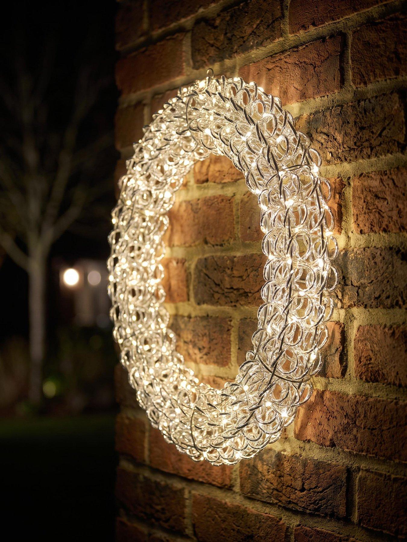 Festive Lit Spiral Silver Pet Twirl Christmas Wreath - 50 cm
